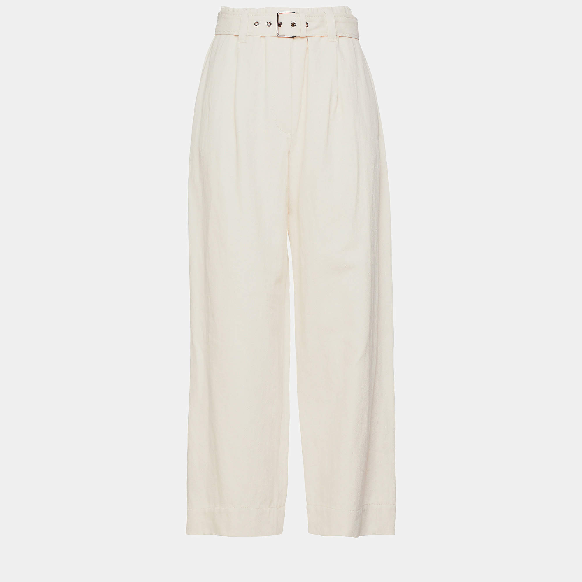 Pre Owned Brunello Cucinelli Off White Cotton Wide Leg Pants Size 42