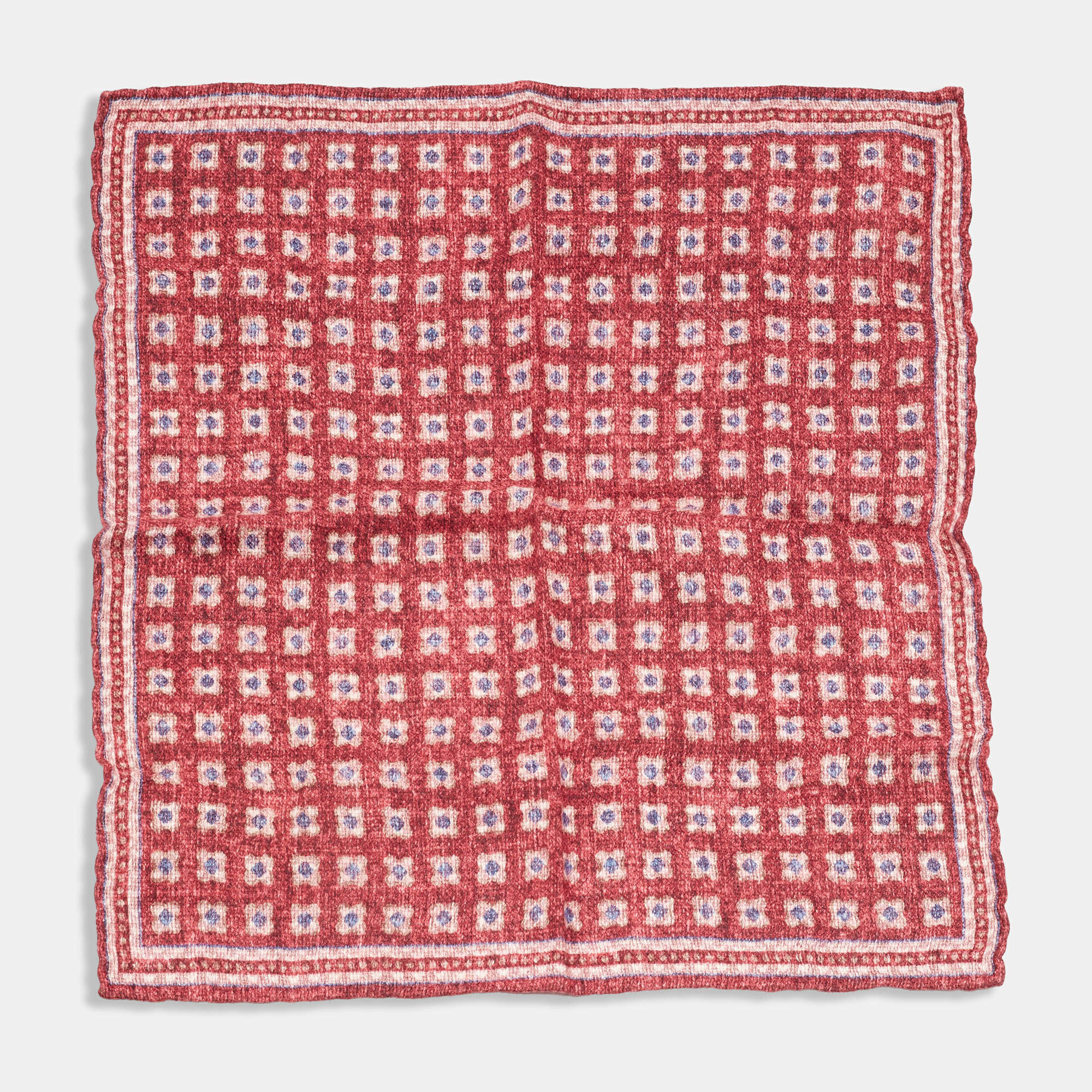 Brunello Cucinelli Red Printed Linen Blend Handkerchief 