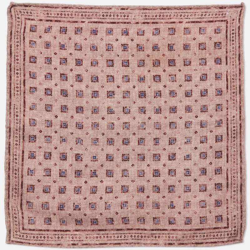 Brunello Cucinelli Pink Printed Wool Handkerchief