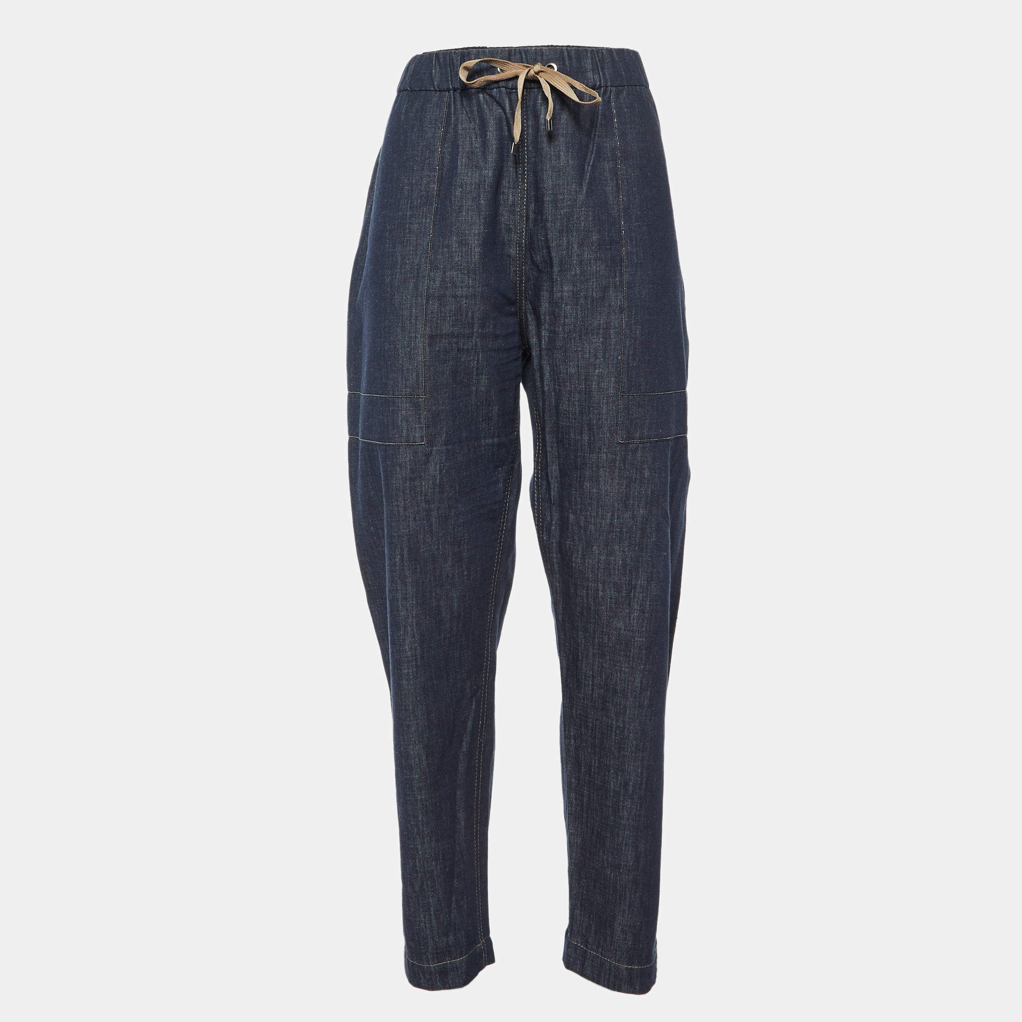 Pre Owned Brunello Cucinelli  Denim Monili Embellished Trousers XL