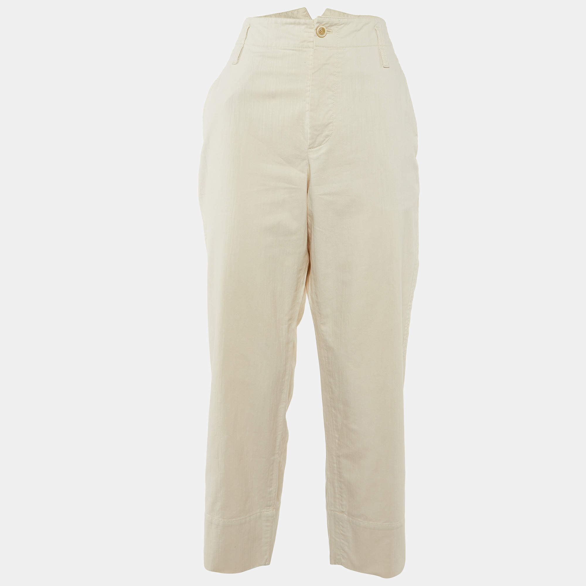 Brunello Cucinelli Off-White Textured Cotton Trouser M