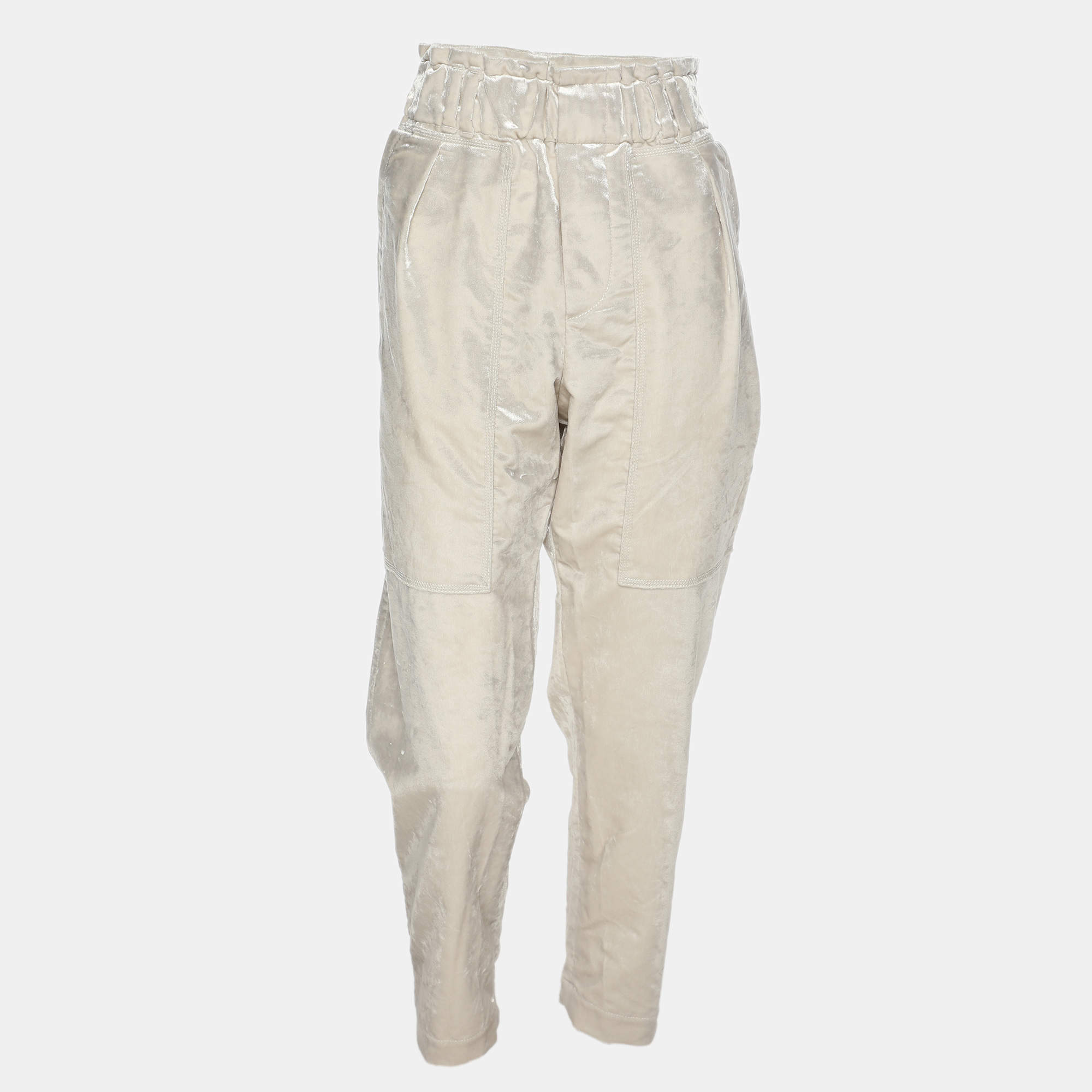 Pre Owned Brunello Cucinelli Cream Velvet Pant M