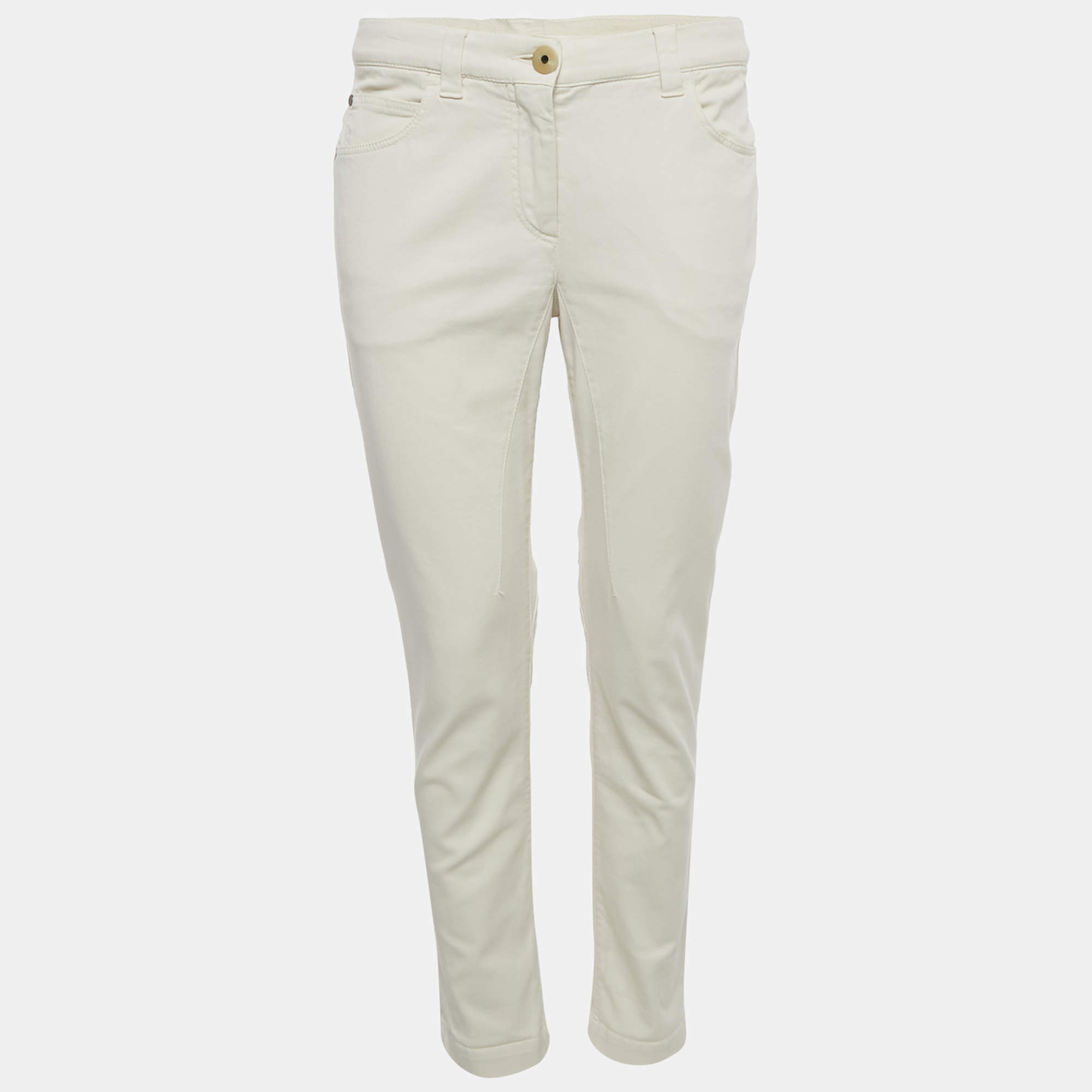 Pre Owned Brunello Cucinelli Beige Denim Regular Fit Jeans S Waist 32" 