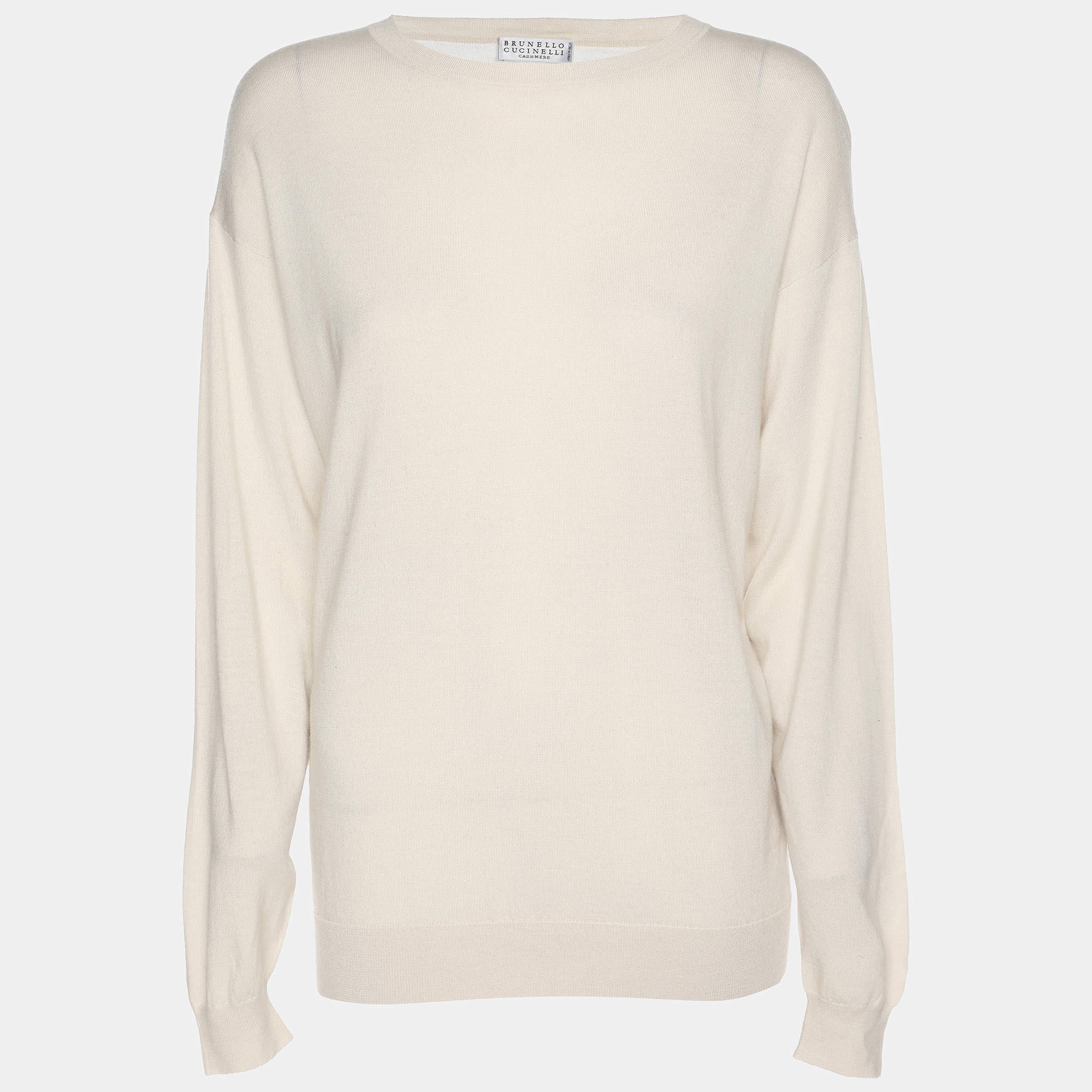Pre Owned Brunello Cucinelli Light Beige Cashmere Blend Sweater M