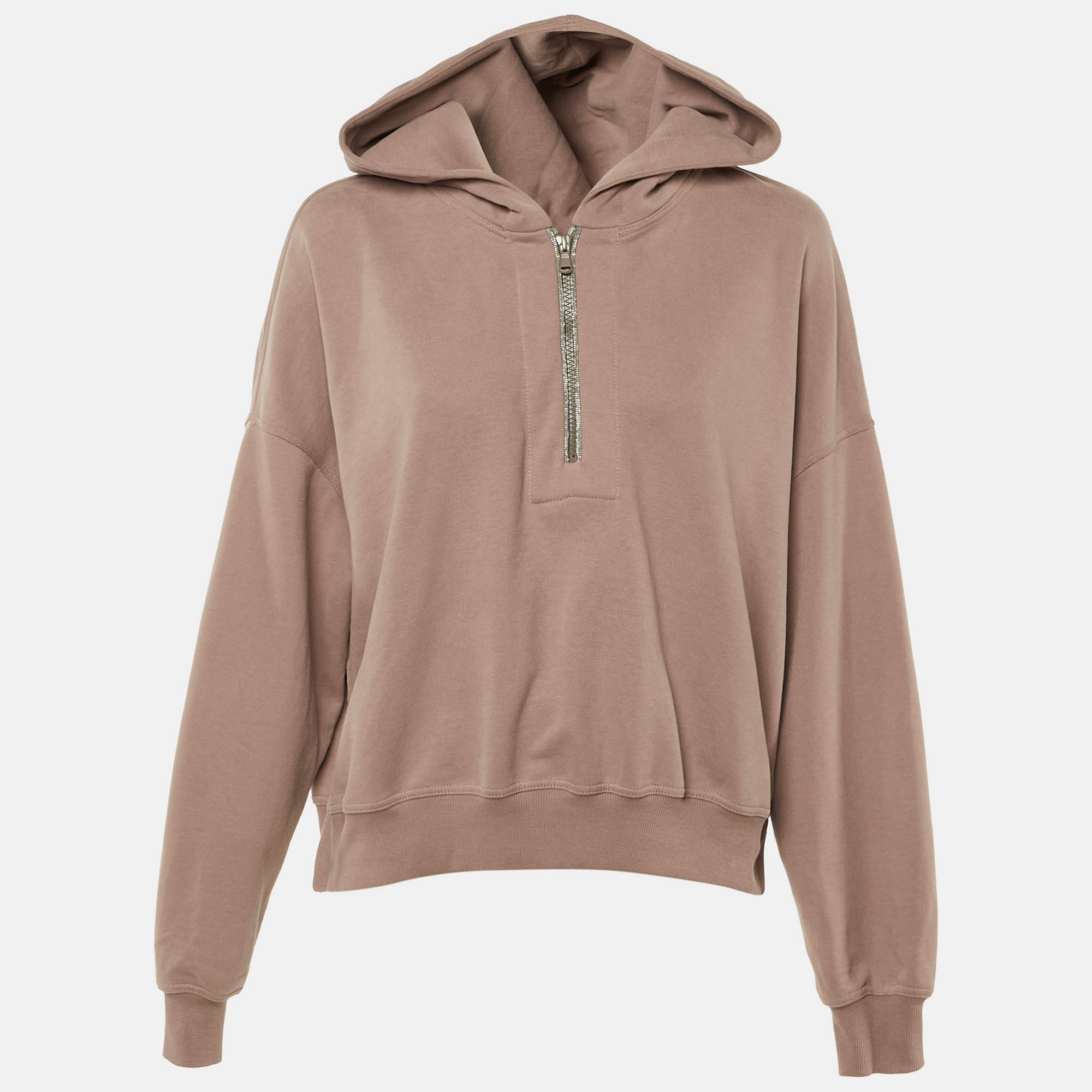 Pre Owned Brunello Cucinelli Mauve Pink Cotton Monili Detail Hoodie M