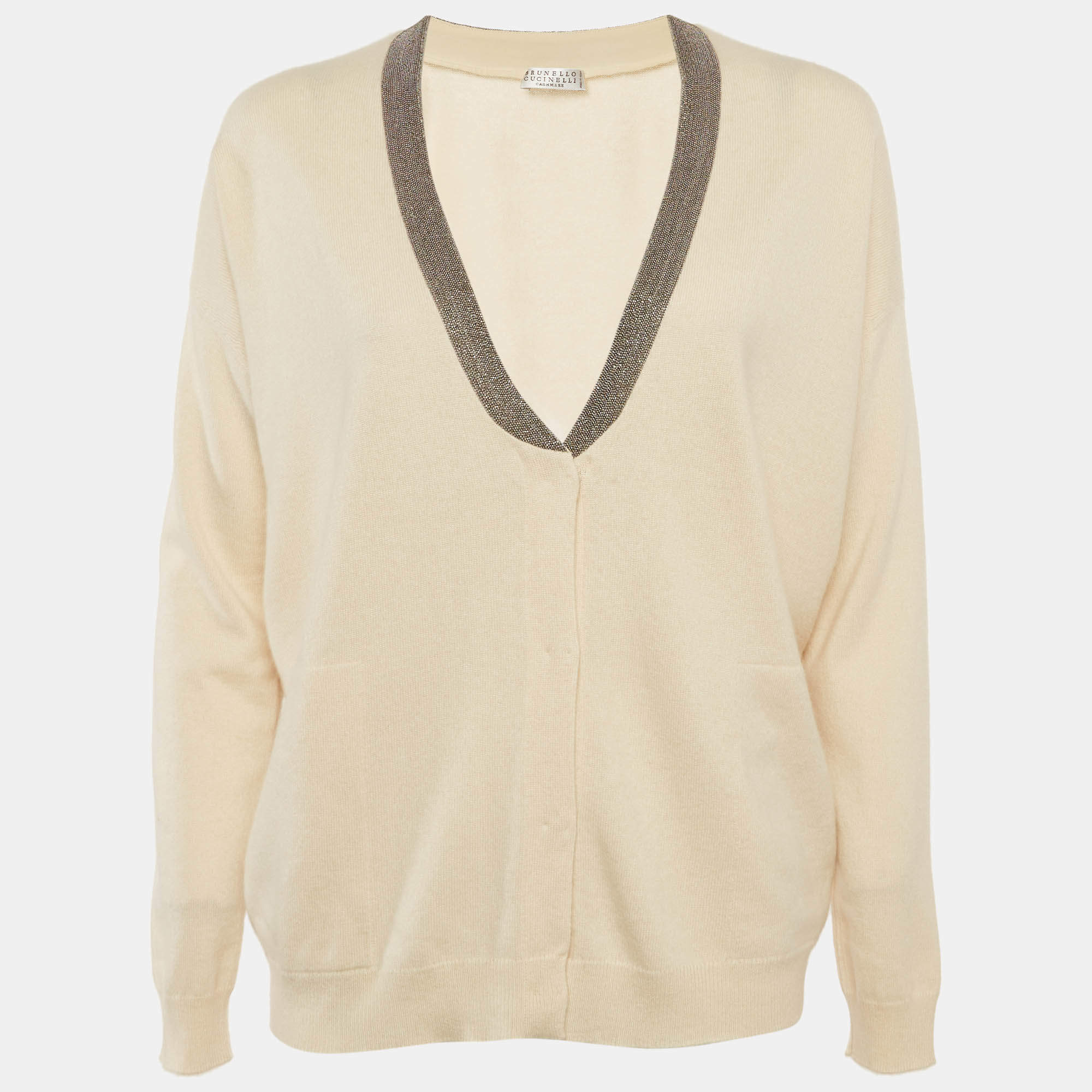 Pre Owned كارديجان تفاصيل مونيل كشمير بيج برونيلو كوتشينيلي مقاس وسط (ميديام)