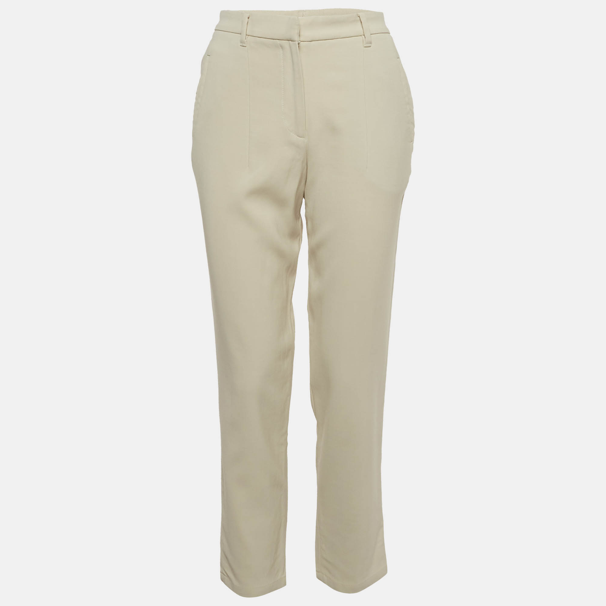 مملوكة مسبقًا Brunello Cucinelli Beige Wool Blend Straight Fit Trousers S