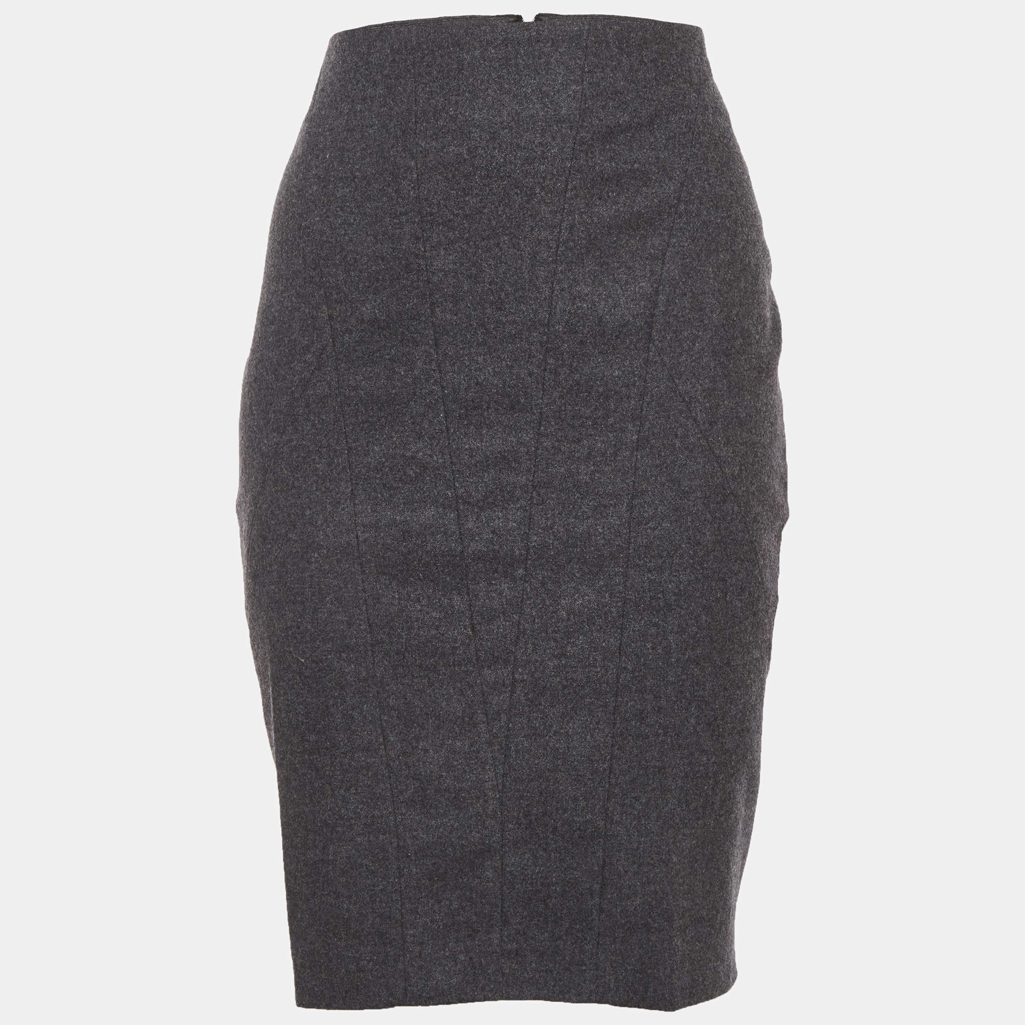 Pre Owned Brunello Cucinelli Grey Felt Pencil Skirt S