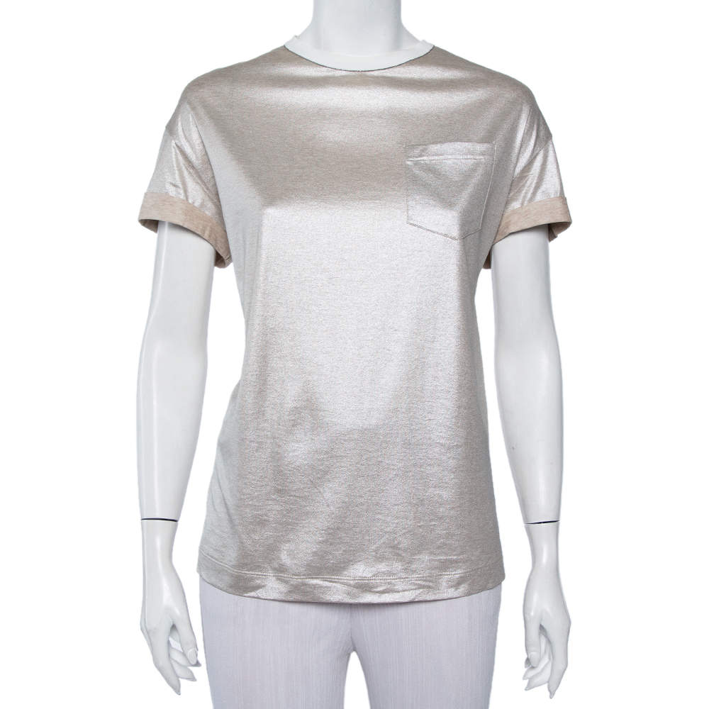 Brunello Cucinelli Metallic Cotton Crewneck T-Shirt XL