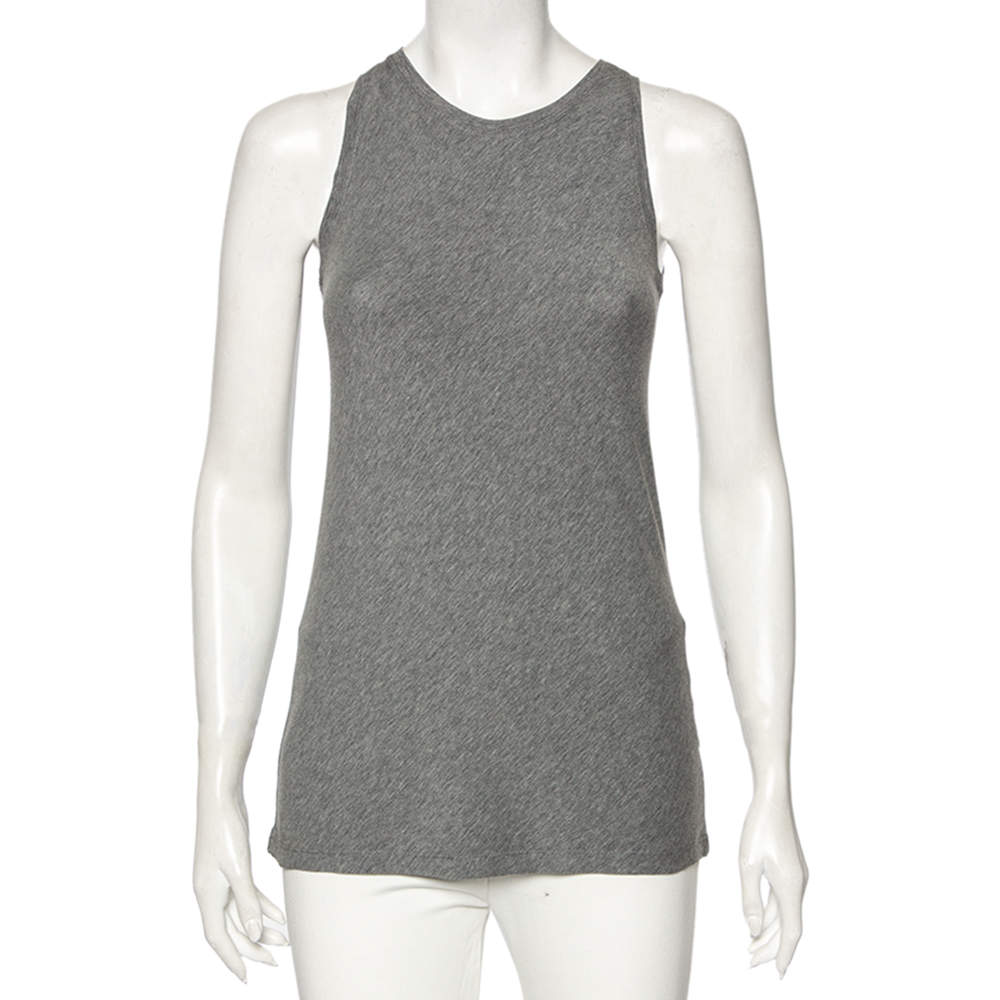 Pre Owned Brunello Cucinelli Grey Cotton Tank Top S
