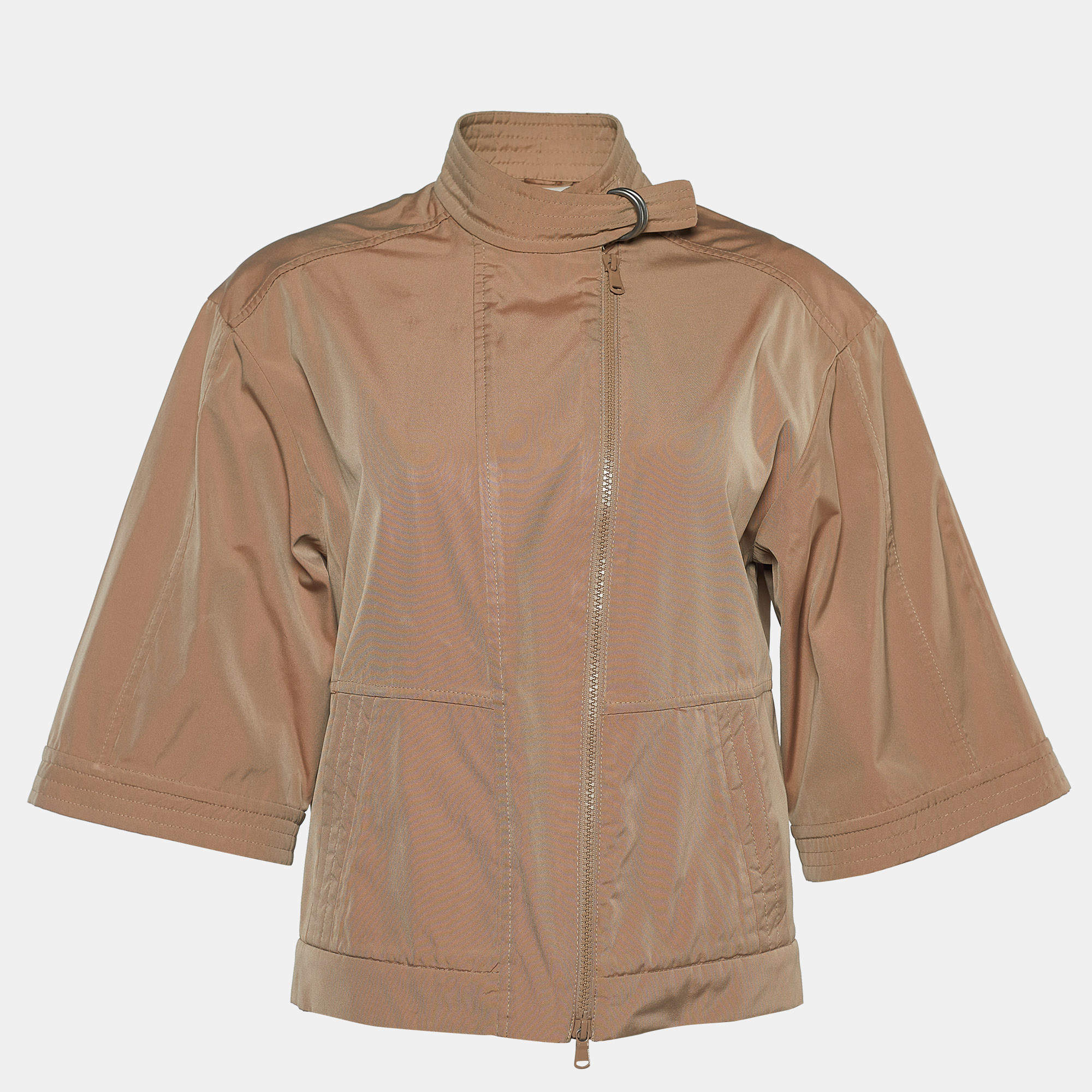Brunello Cucinelli Bicolor Taffeta Zip Front Jacket S