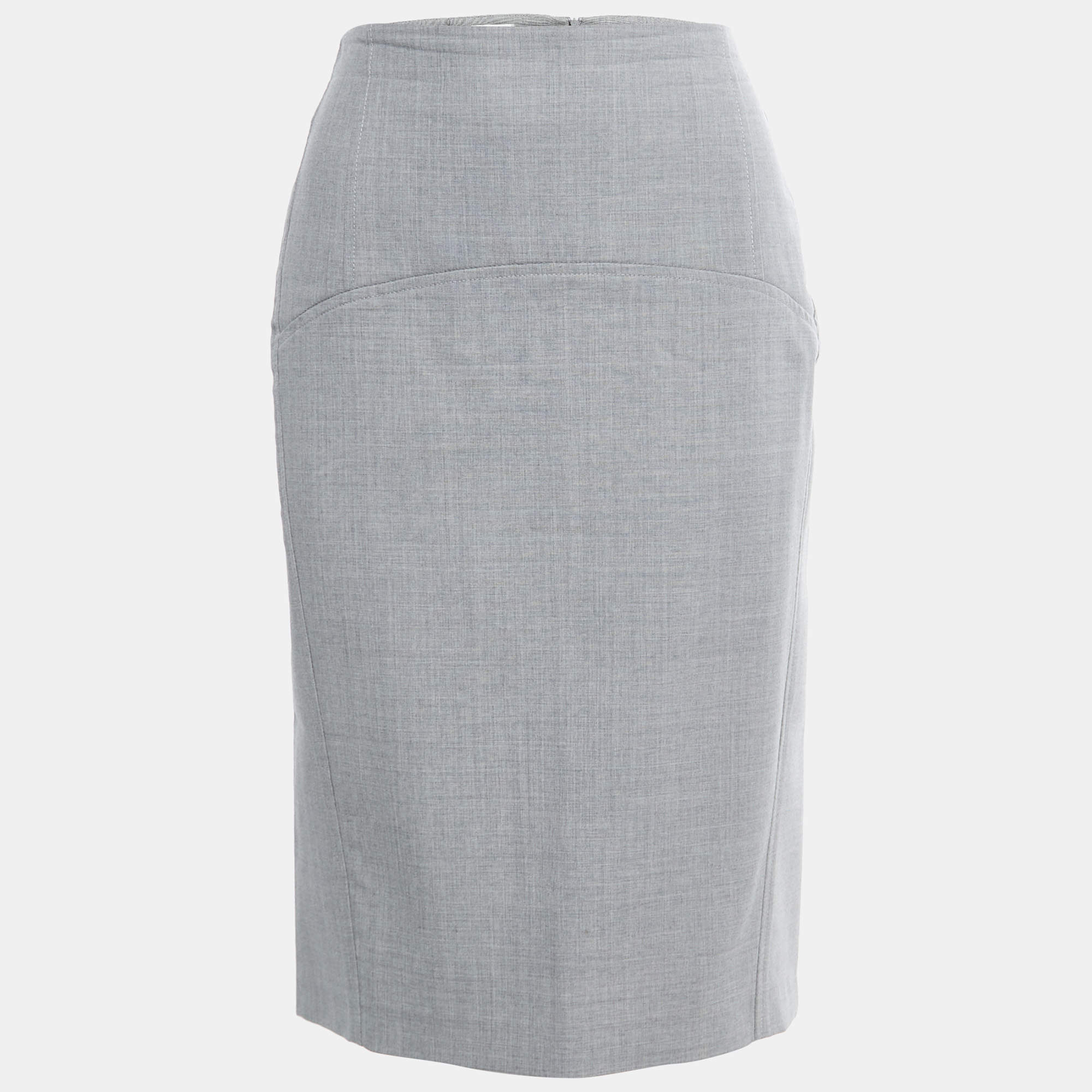 Brunello Cucinelli Grey Wool Skirt L