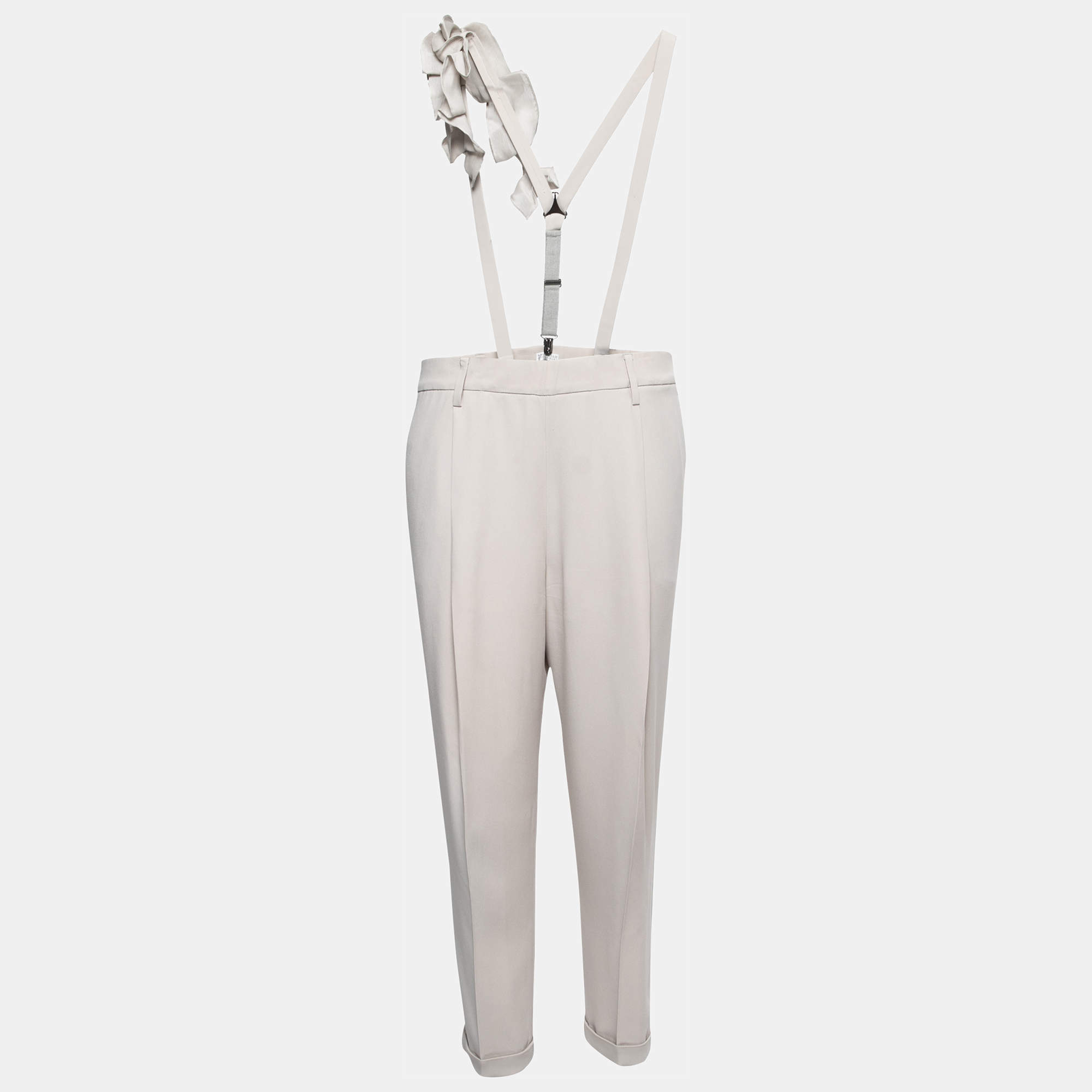 Brunello Cucinelli Light Grey Suspender Trousers M