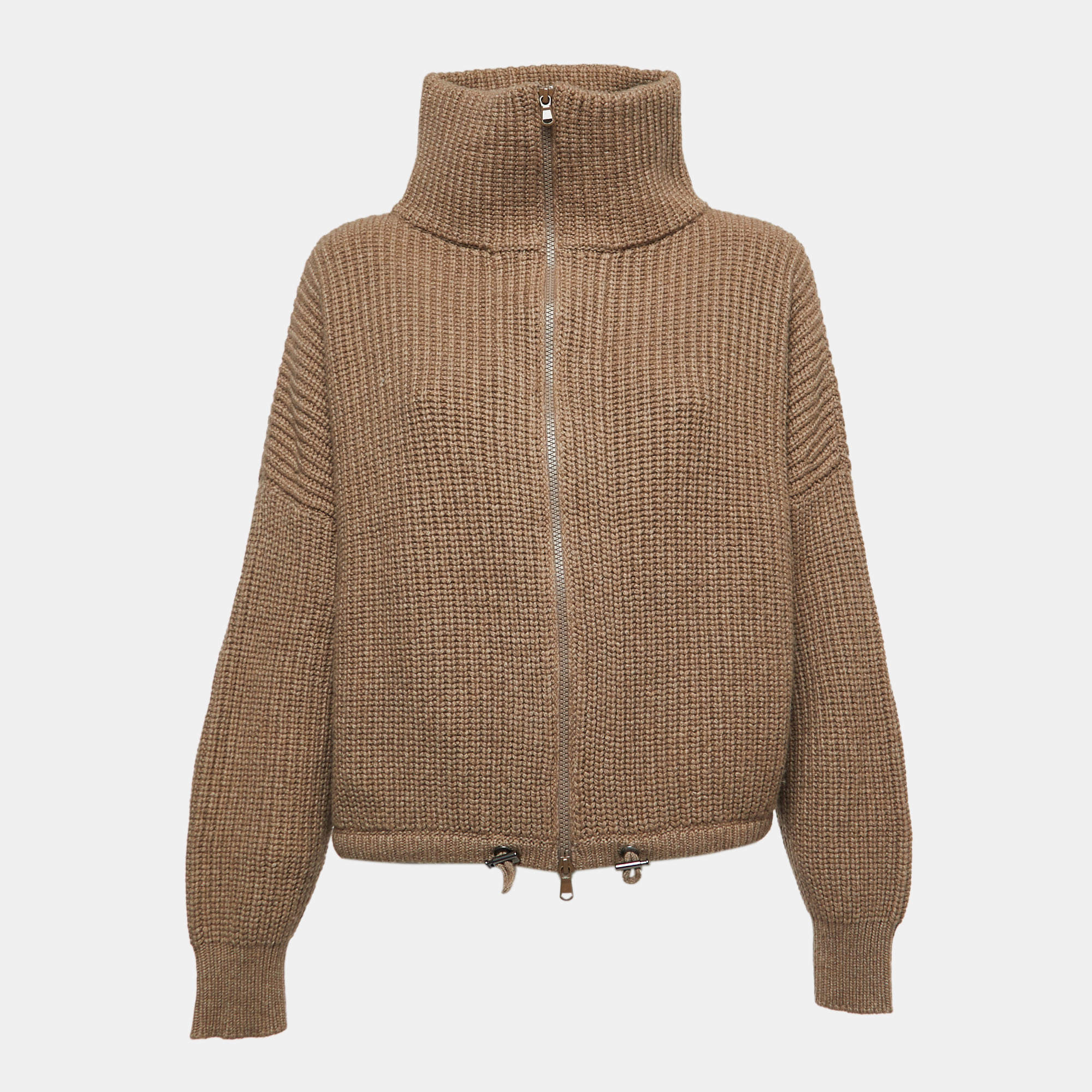 Brunello Cucinelli Brown Cashmere Zip-Up Jacket XL