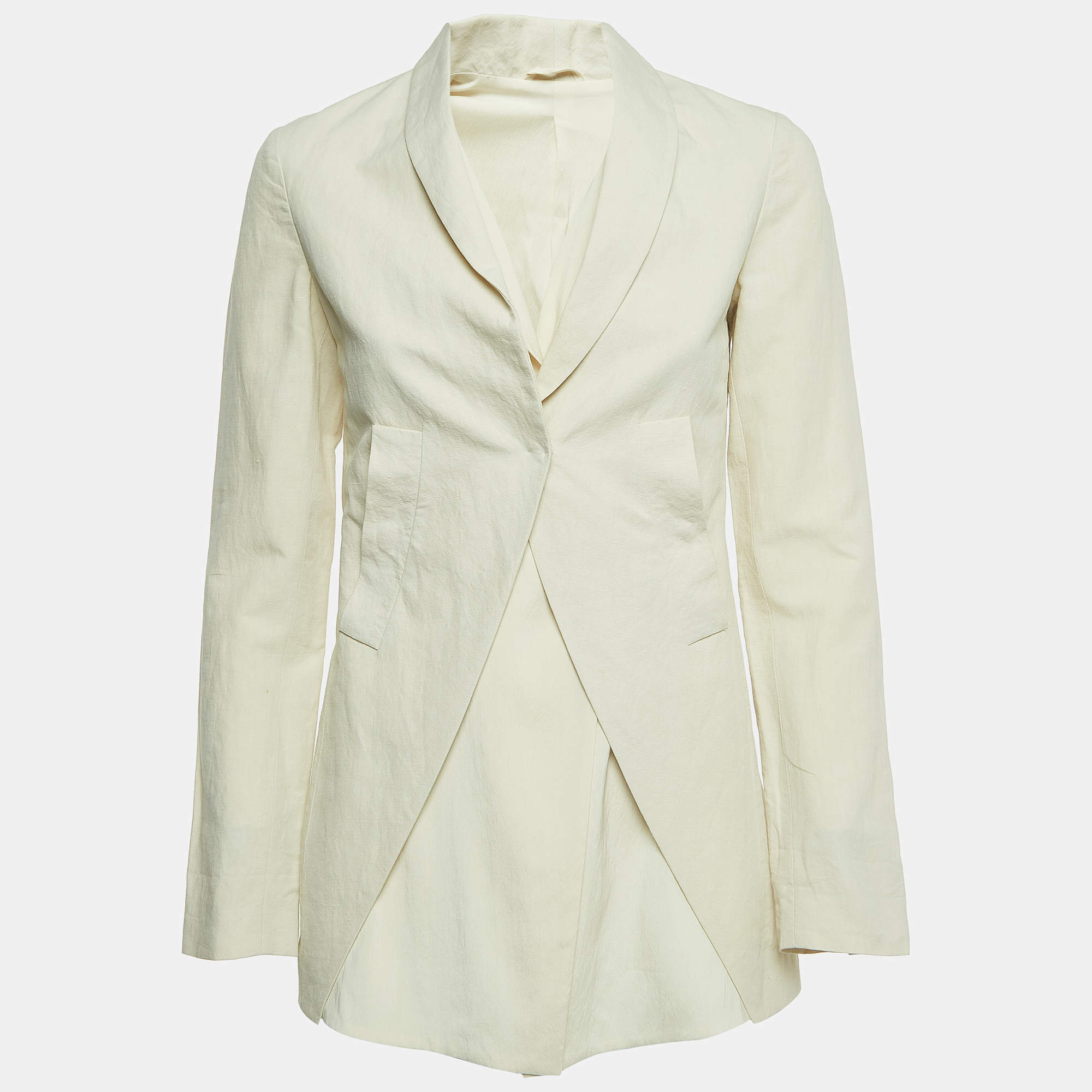 Pre Owned Brunello Cucinelli Cream Linen Blend Silk Interlined Blazer S