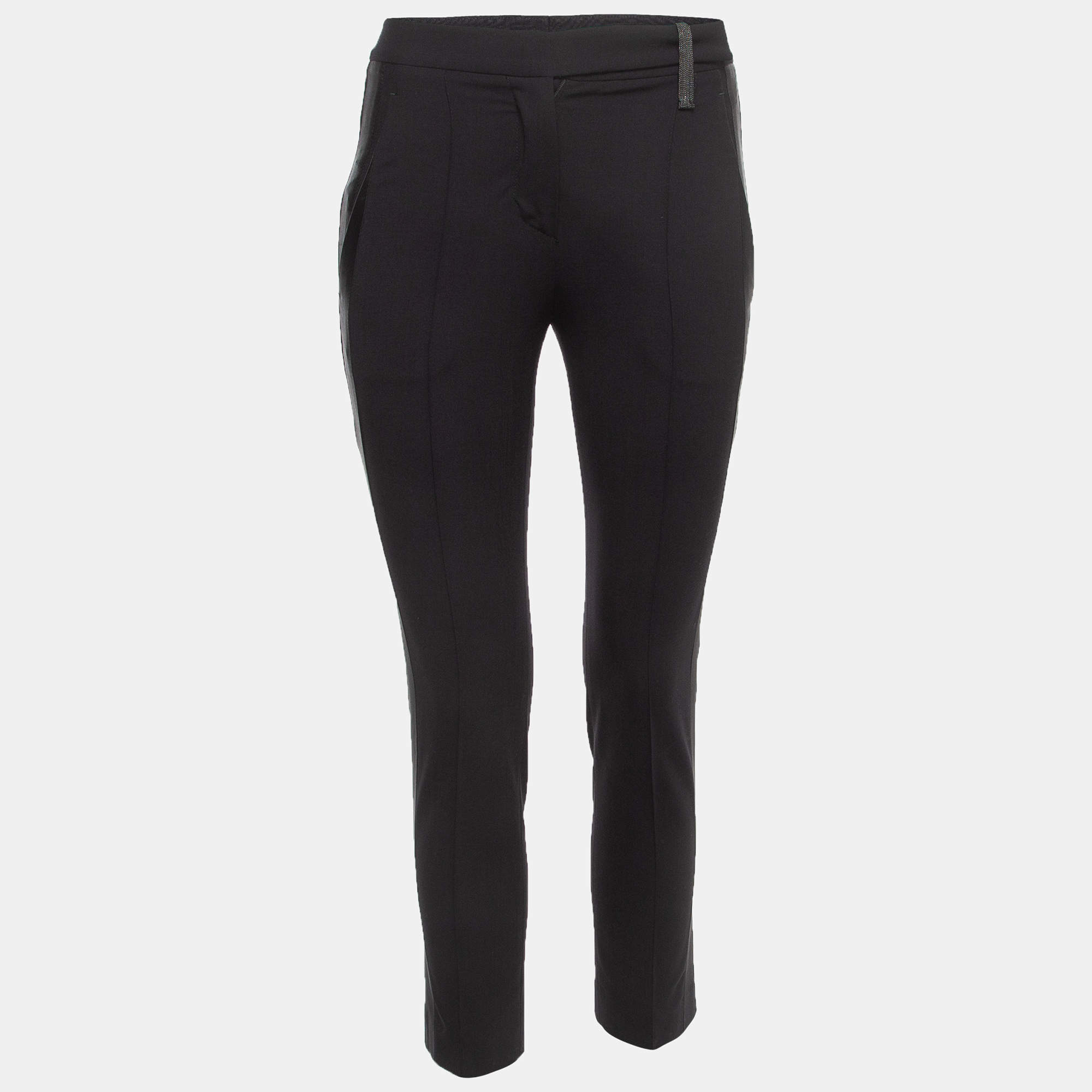 Brunello Cucinelli Black Wool Blend Cropped Trousers XS