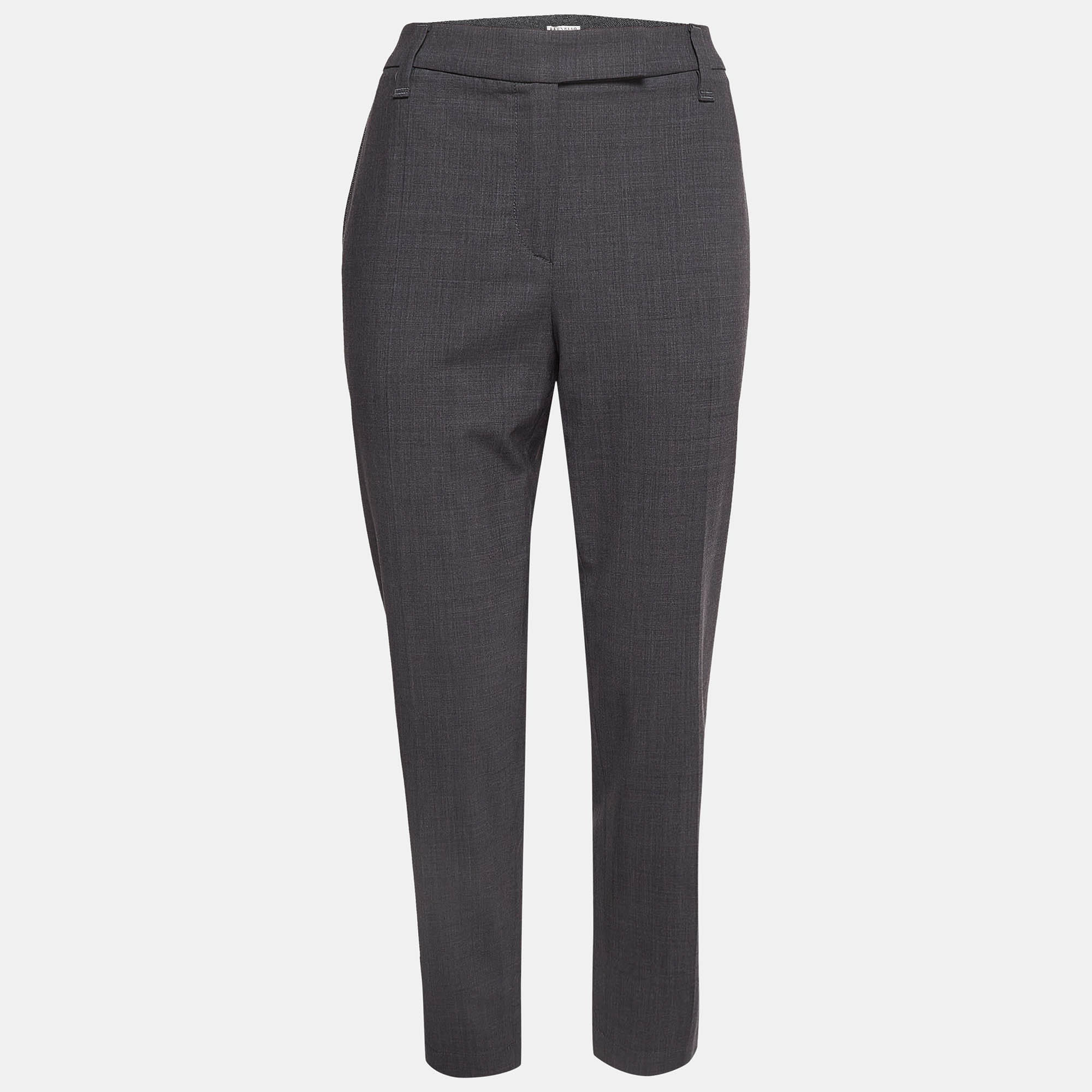 Brunello Cucinelli Grey Wool Blend Capri Pants L