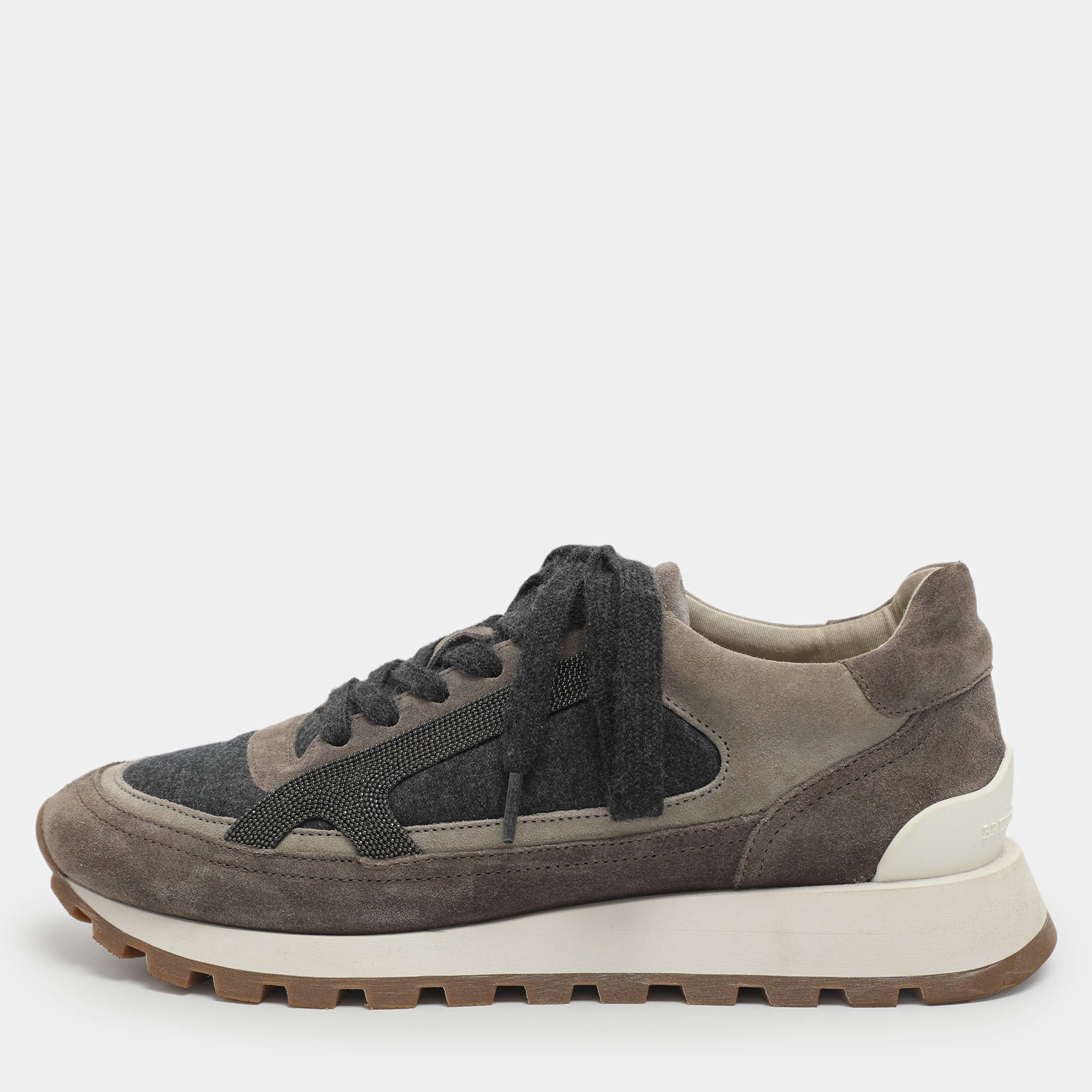 Pre Owned حذاء رياضي برونيلي كوتشينيلي شمواه وصوف متعدد الألوان عنق منخفض مقاس 38