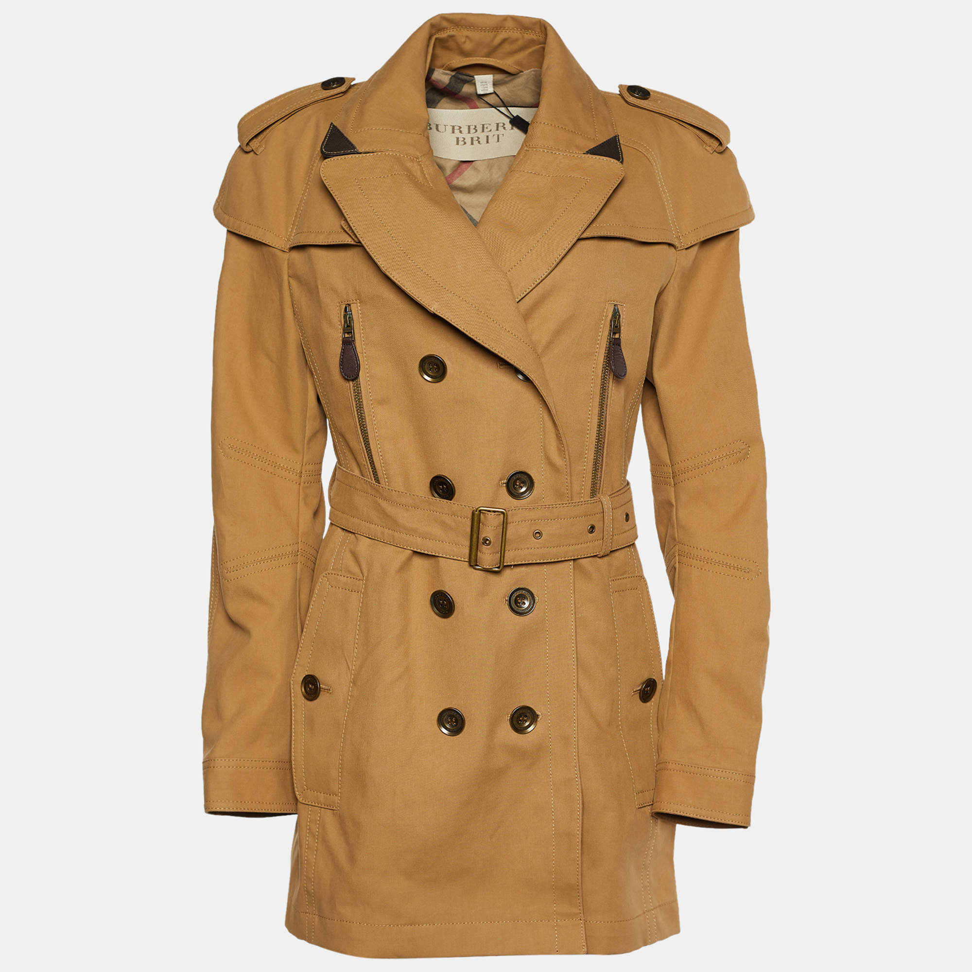 Burberry Brit Beige Cotton Long Trench Coat M Burberry Brit | TLC