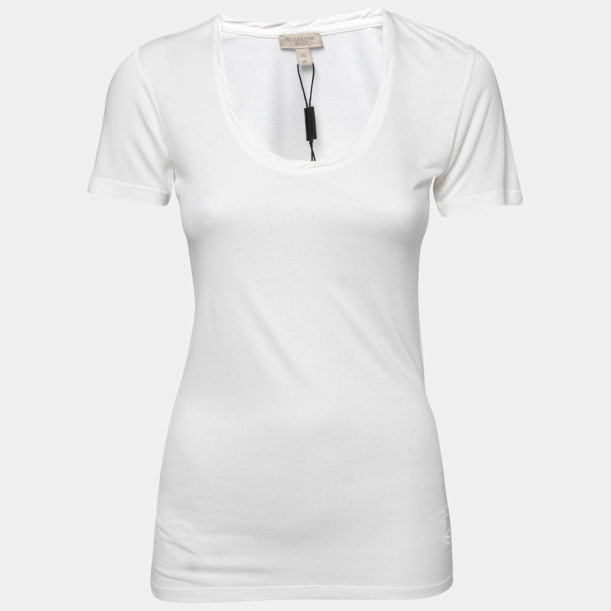 Burberry Brit White Jersey Logo Embroidered Short Sleeve T-Shirt XS