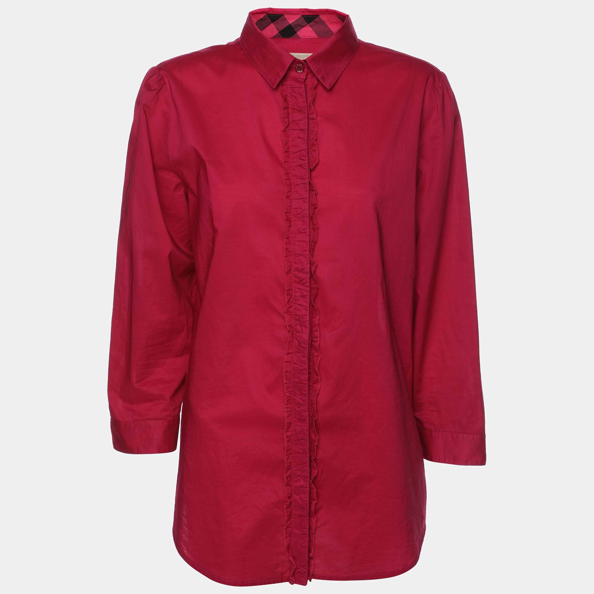 Pre Owned Burberry Brit Pink Cotton Button Front Shirt L