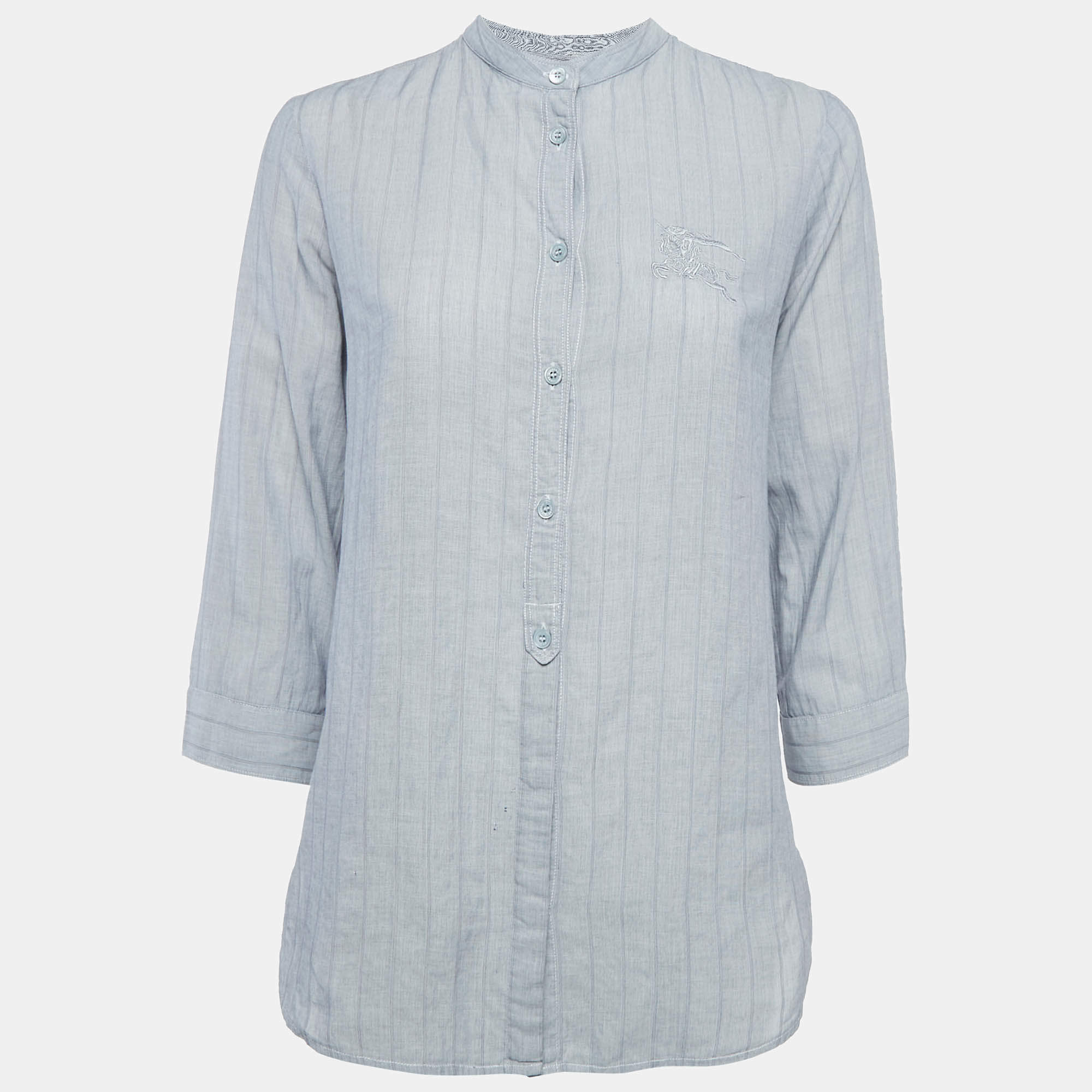 Burberry Brit Grey Pinstripe Button Front Blouse S
