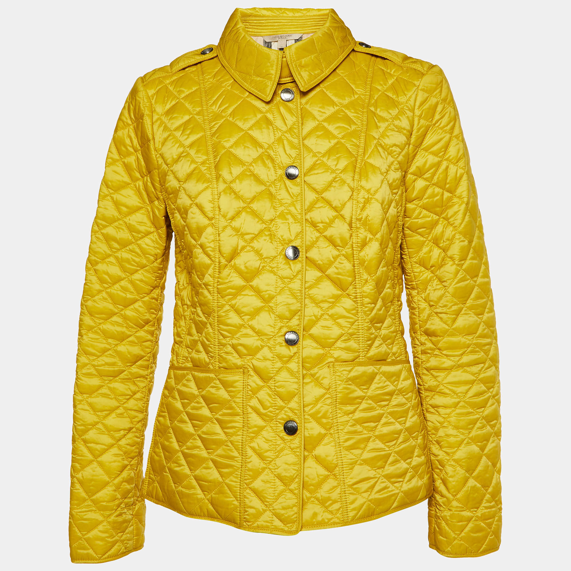 Pre Owned Burberry Brit Yellow Nylon Quilted Jacket M