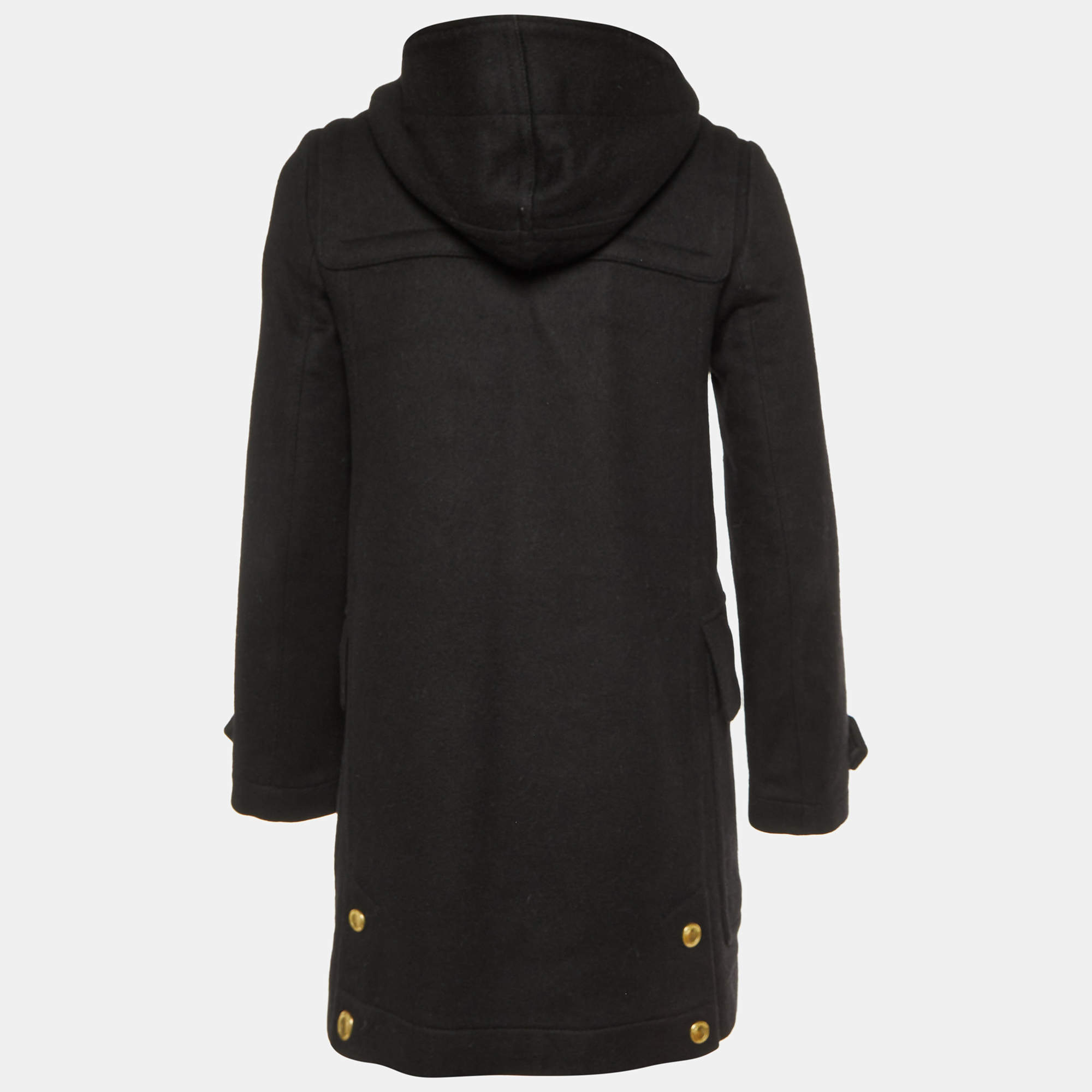 Burberry Brit Black Wool Finsdale Hodded Duffle Coat XS