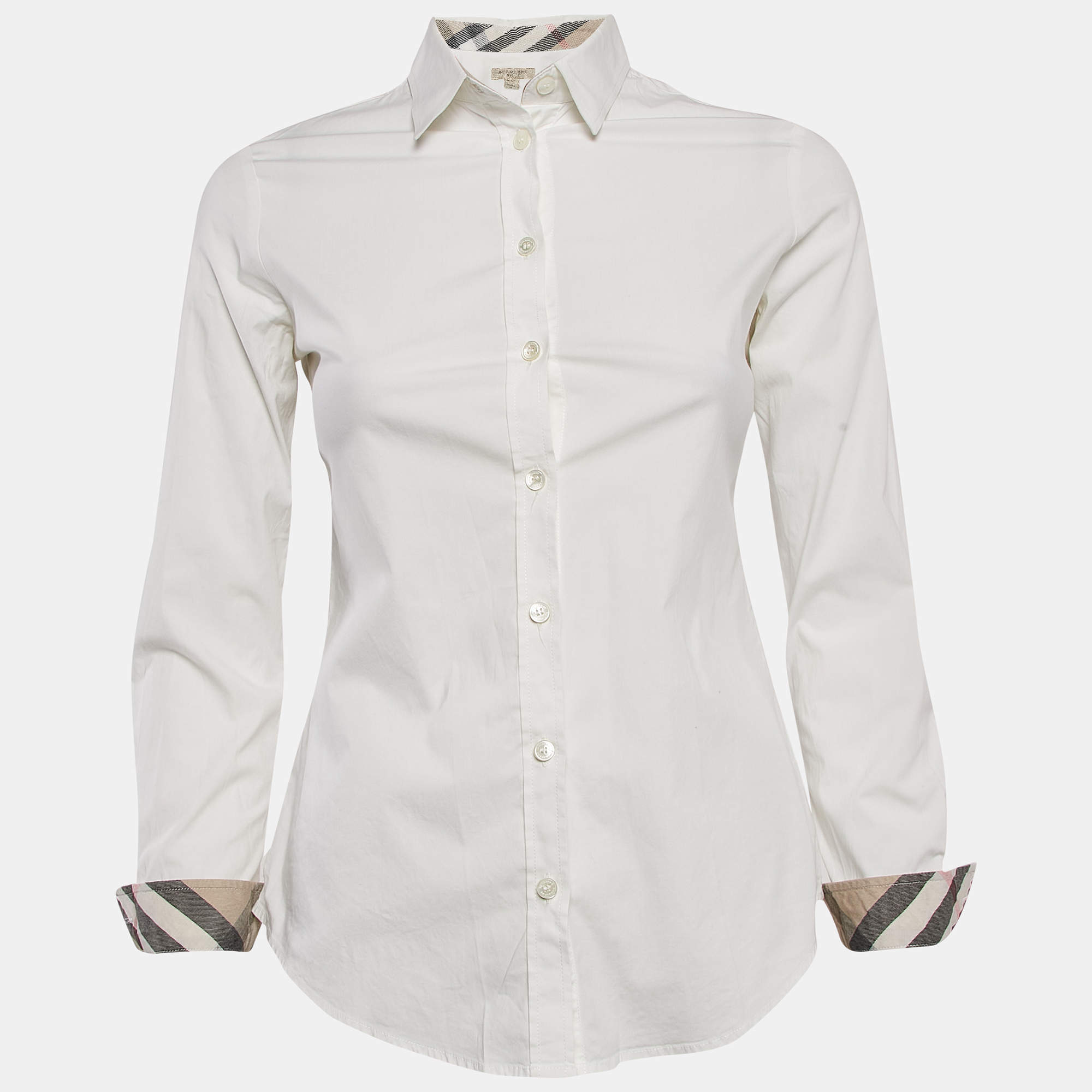 Burberry Brit White Stretch Cotton Long Sleeve Shirt XS