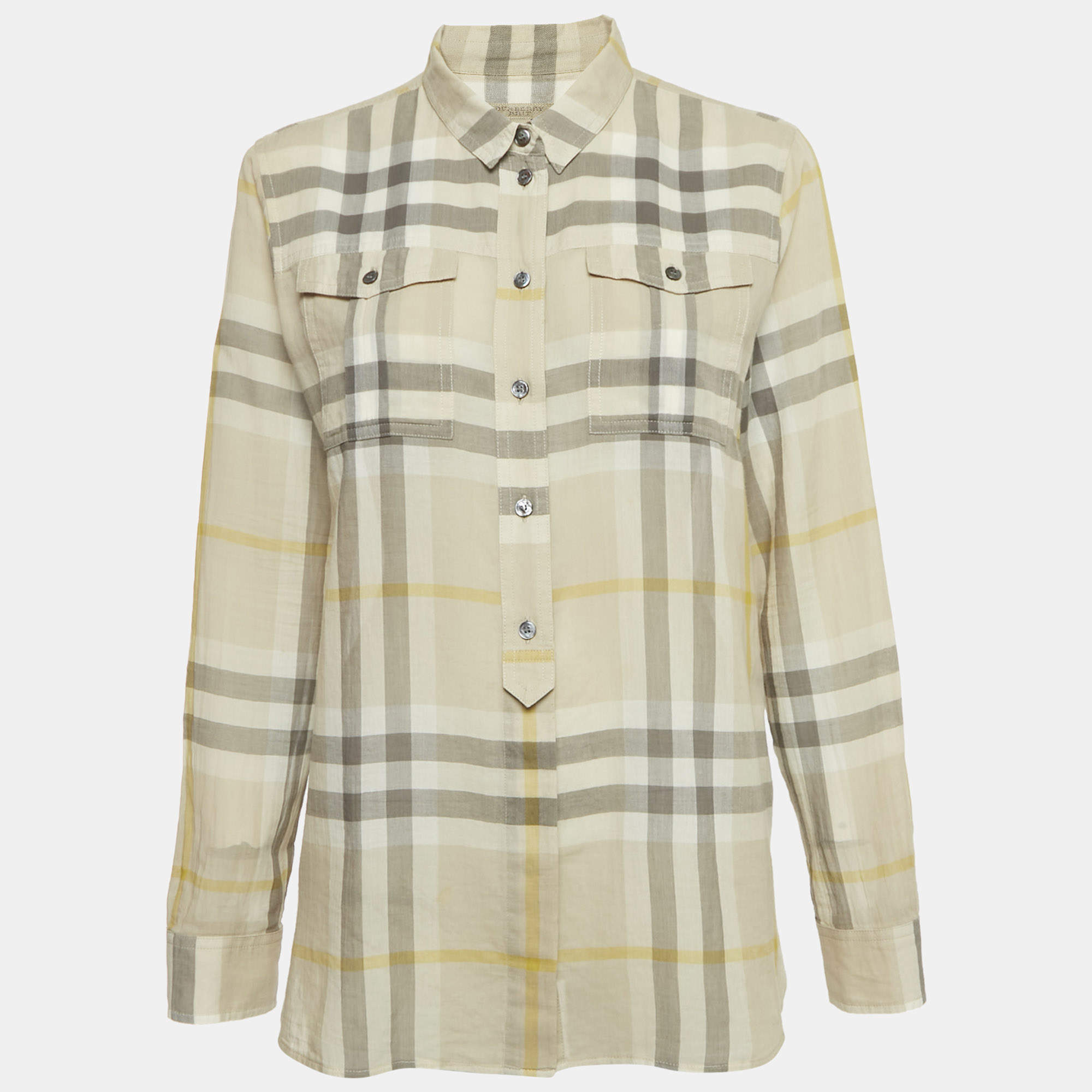 Burberry Brit Orange Nova Checks Cotton Shirt L Burberry