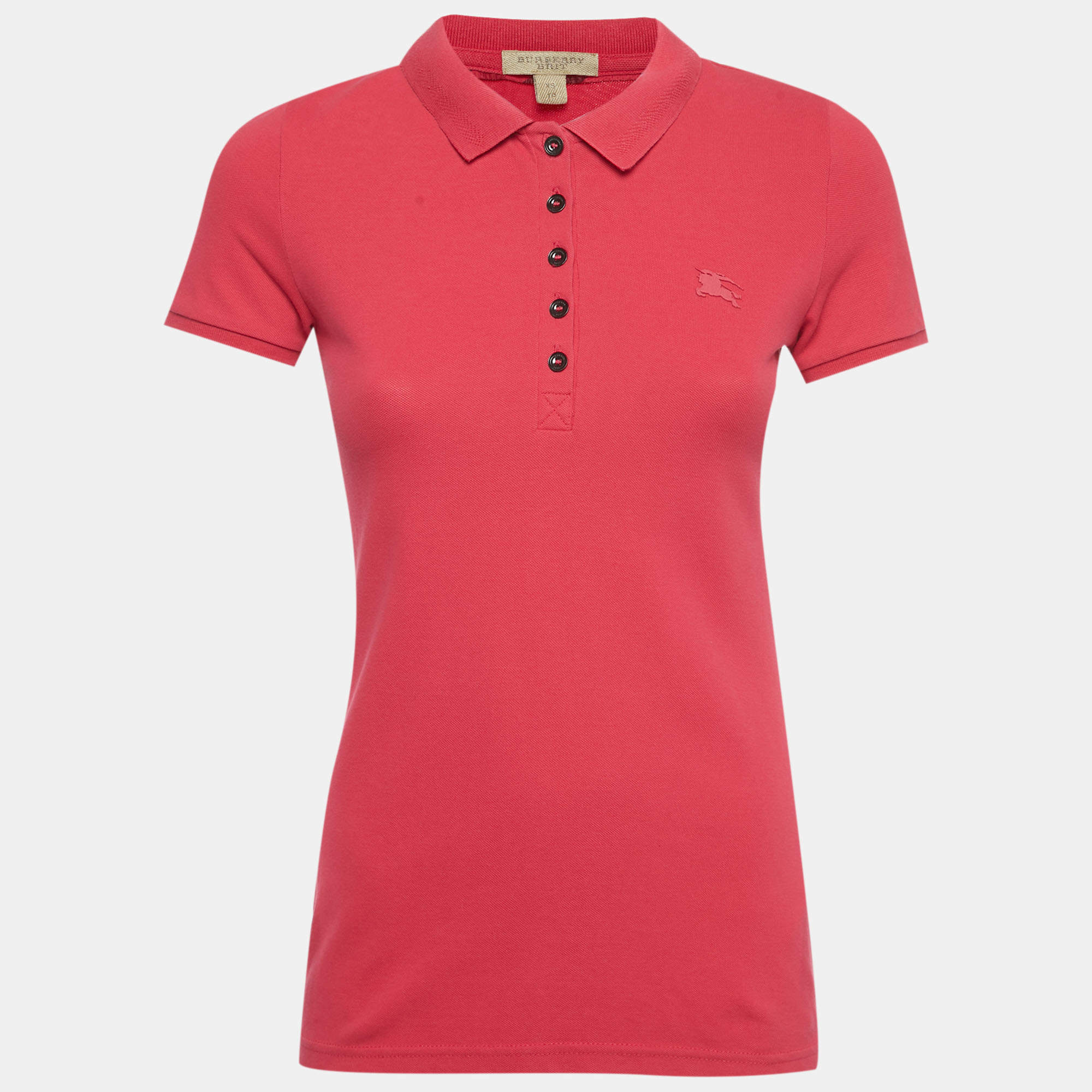 Pre Owned Burberry Brit Pink Cotton Pique Polo T-Shirt XS