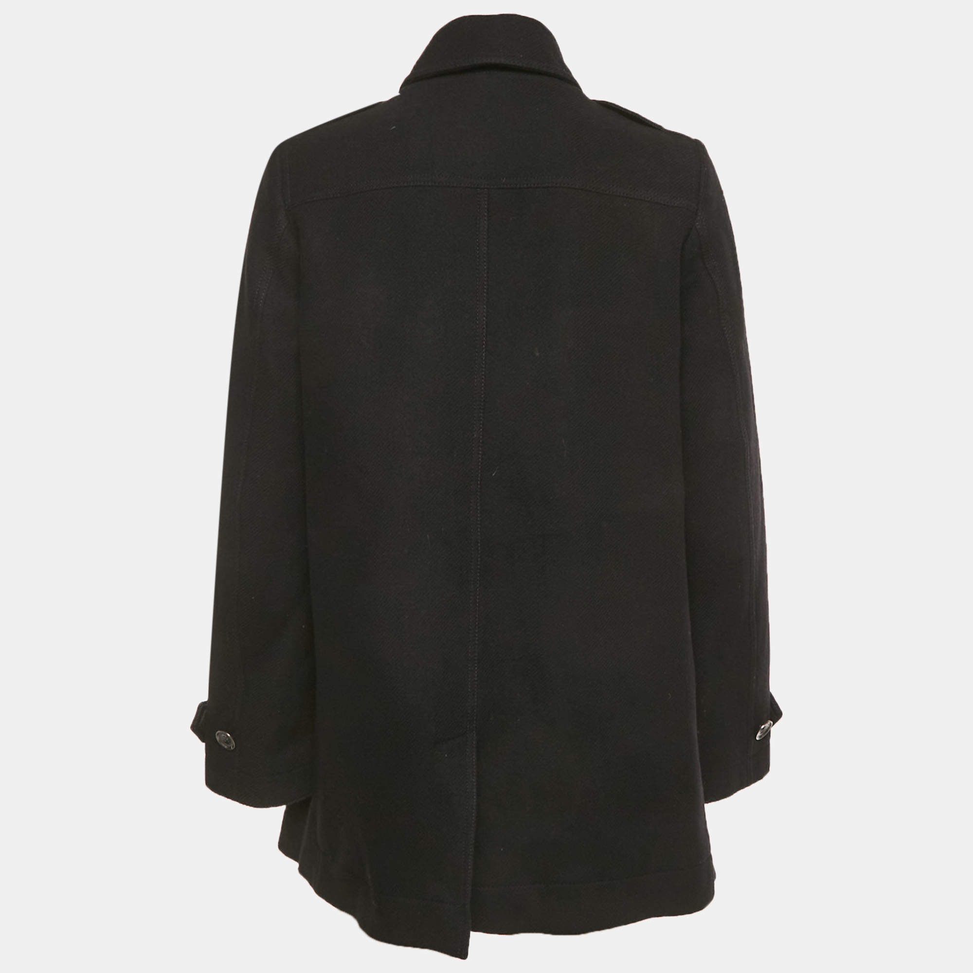 Burberry Brit Beige Giant Check Wool Plumton Pea Coat M Burberry