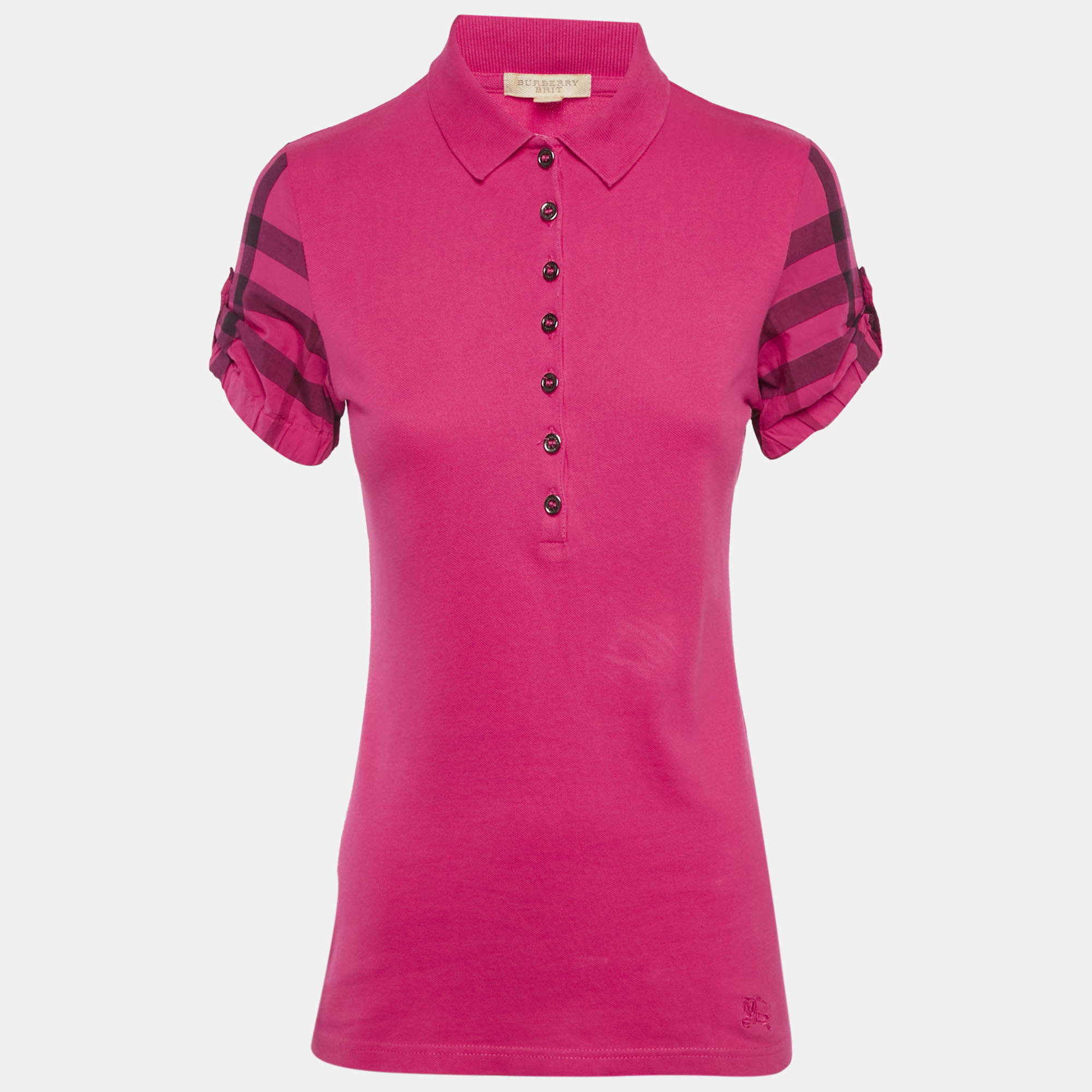 Pre Owned Burberry Brit Pink Pique Polo T-Shirt S