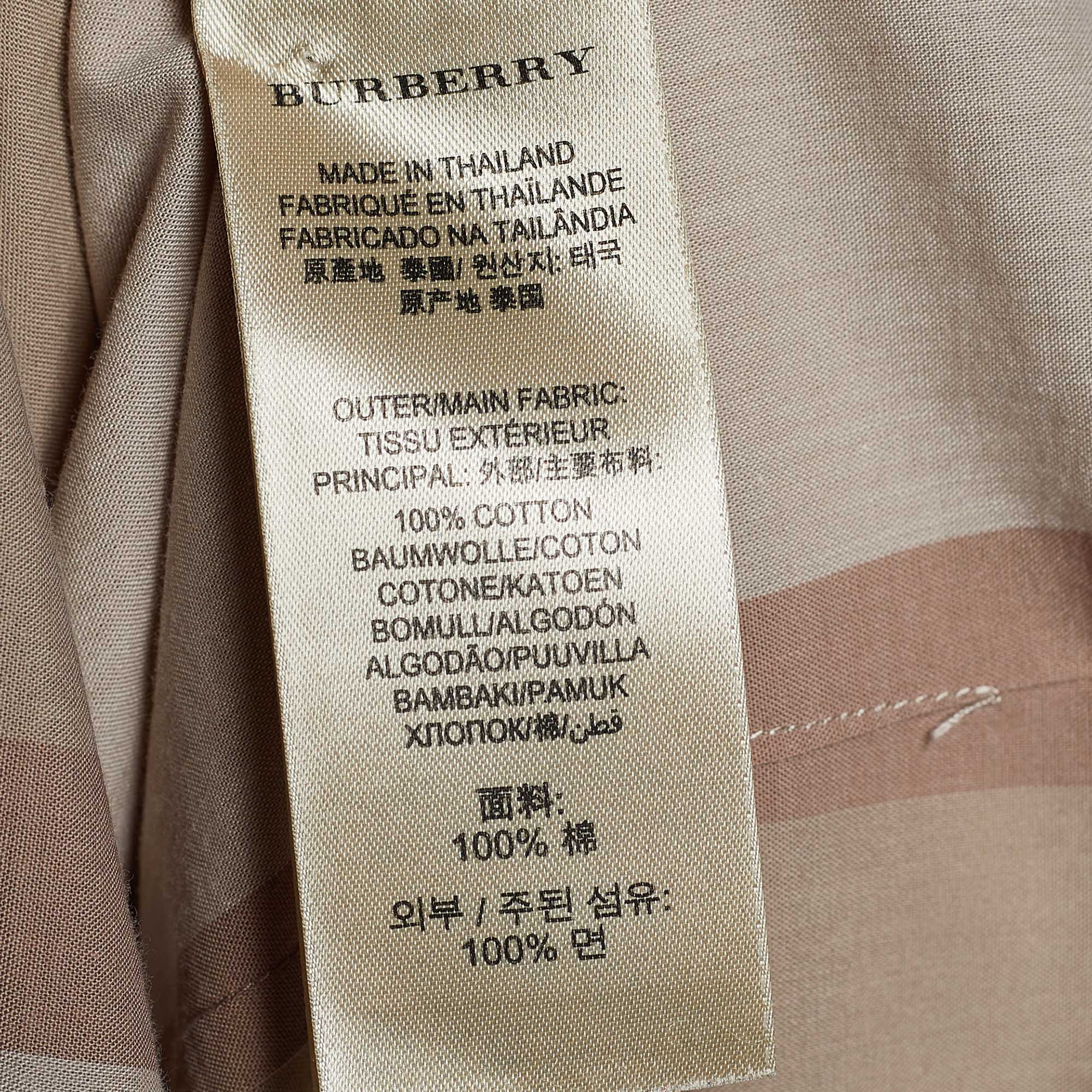 Burberry Brit Beige Novacheck Print Cotton Concealed Button Front Shirt L Burberry  Brit | TLC