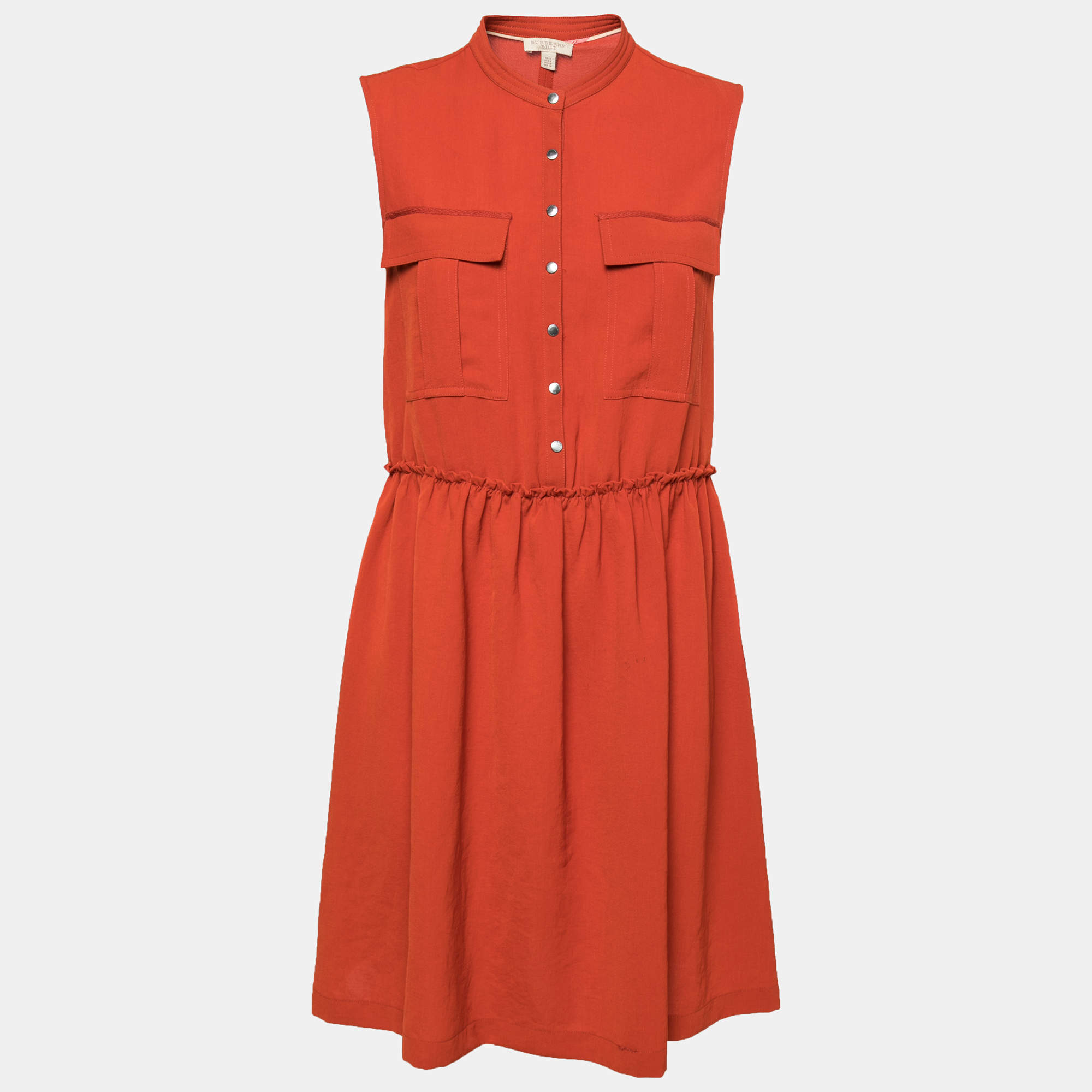 Burberry Brit Brown Button Front Sleeveless Mini Dress M