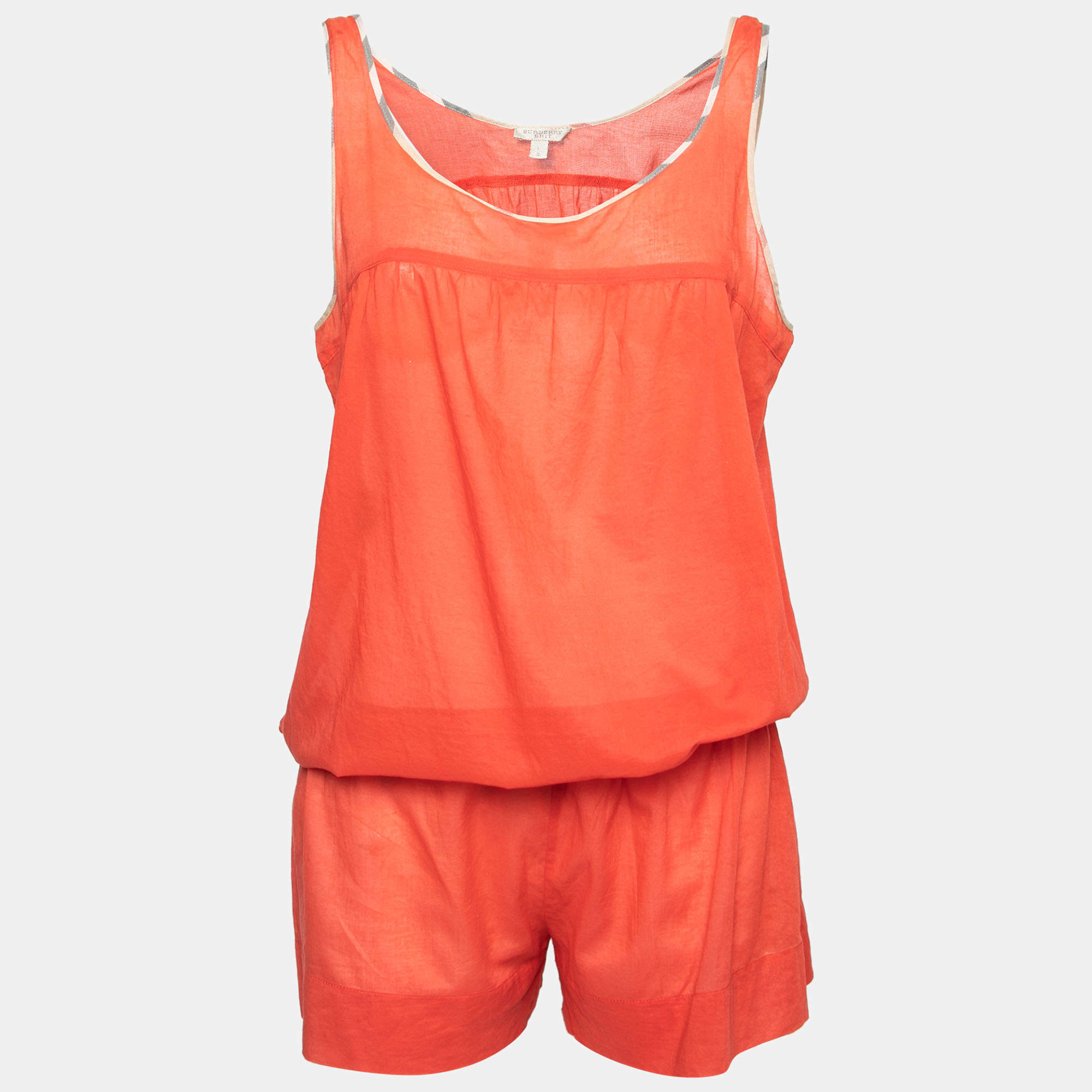 Burberry Brit Red Cotton Sleeveless Jumpsuit L