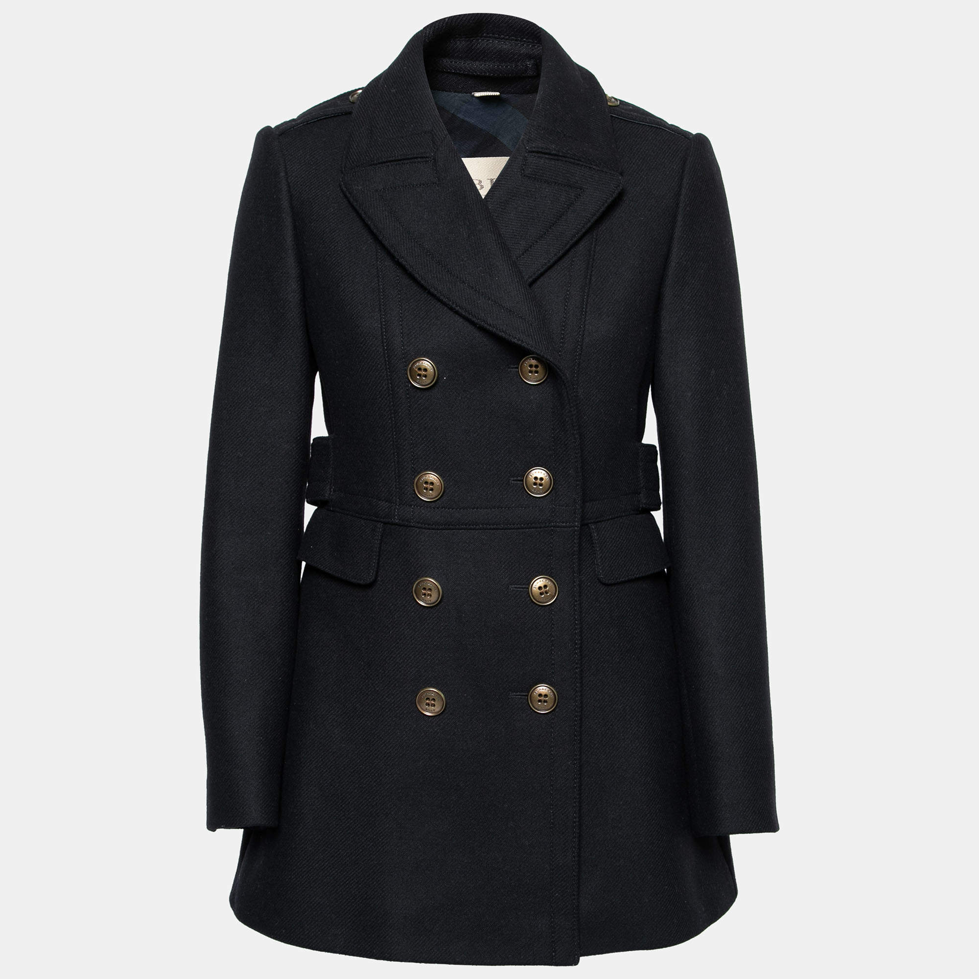 Burberry Brit Black Wool Double Breasted Coat S Burberry Brit TLC