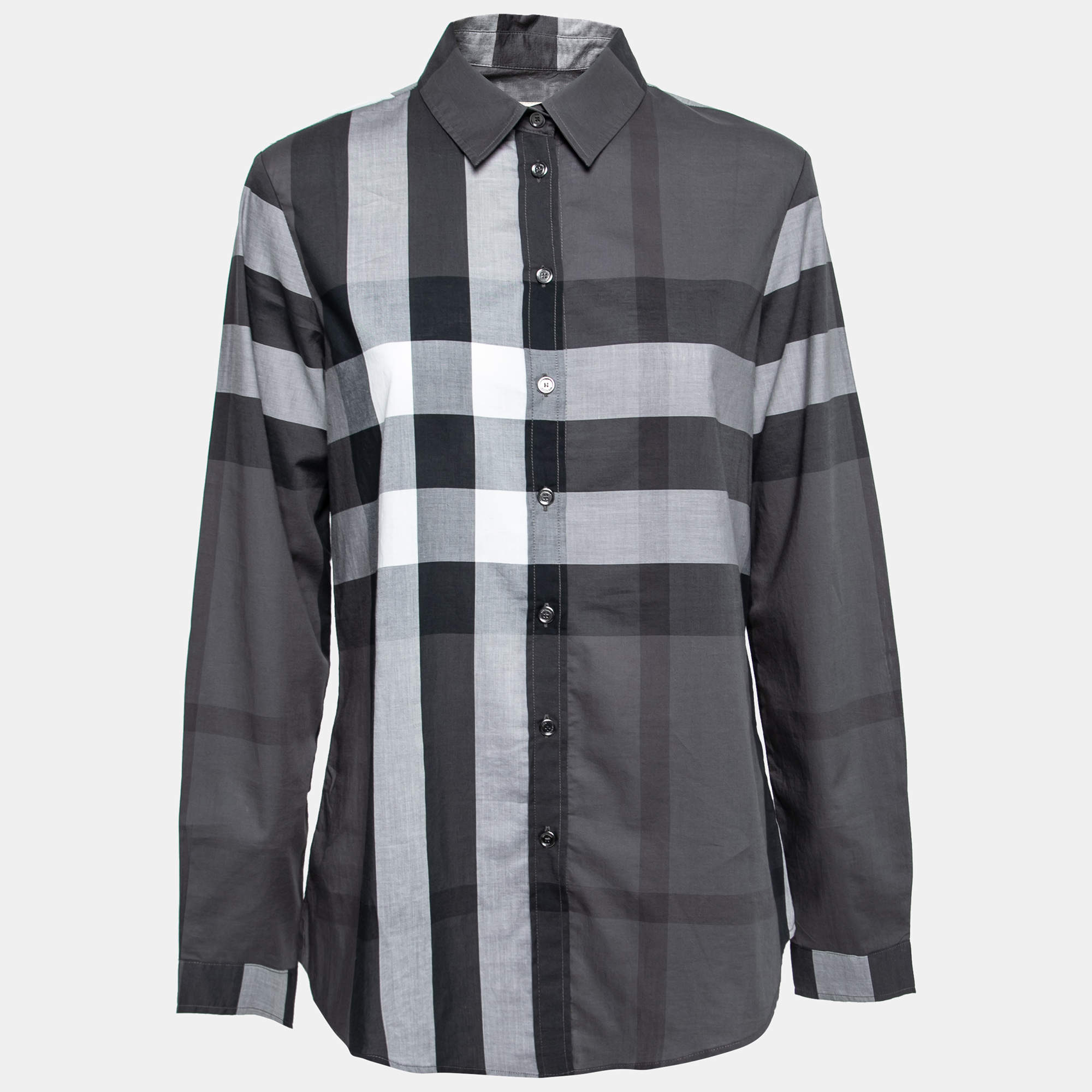 Burberry Brit Grey Novacheck Cotton Button Front Shirt M