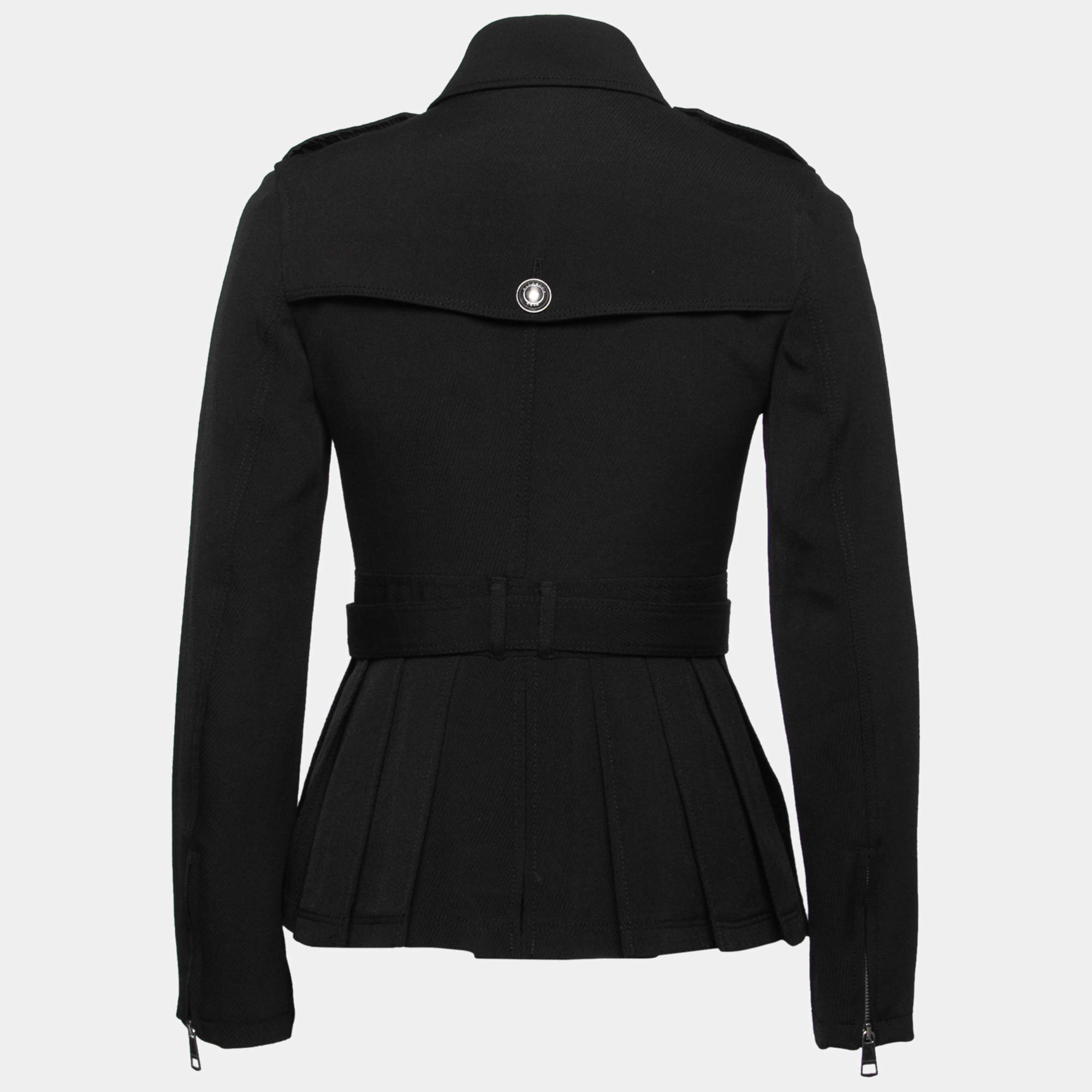 Burberry Brit Black Wool Pleated Peplum Jacket S