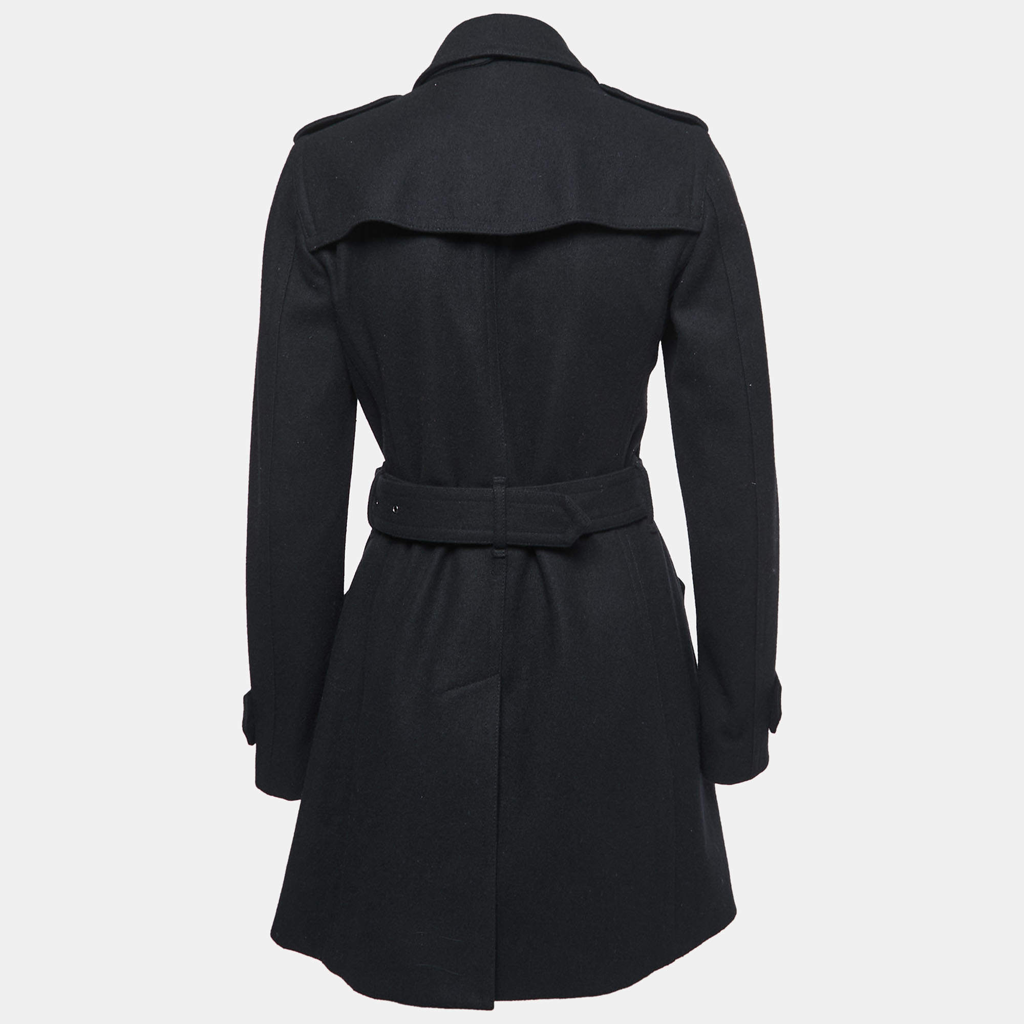 Burberry Brit Black Wool Belted Trench Coat S Burberry Brit | TLC