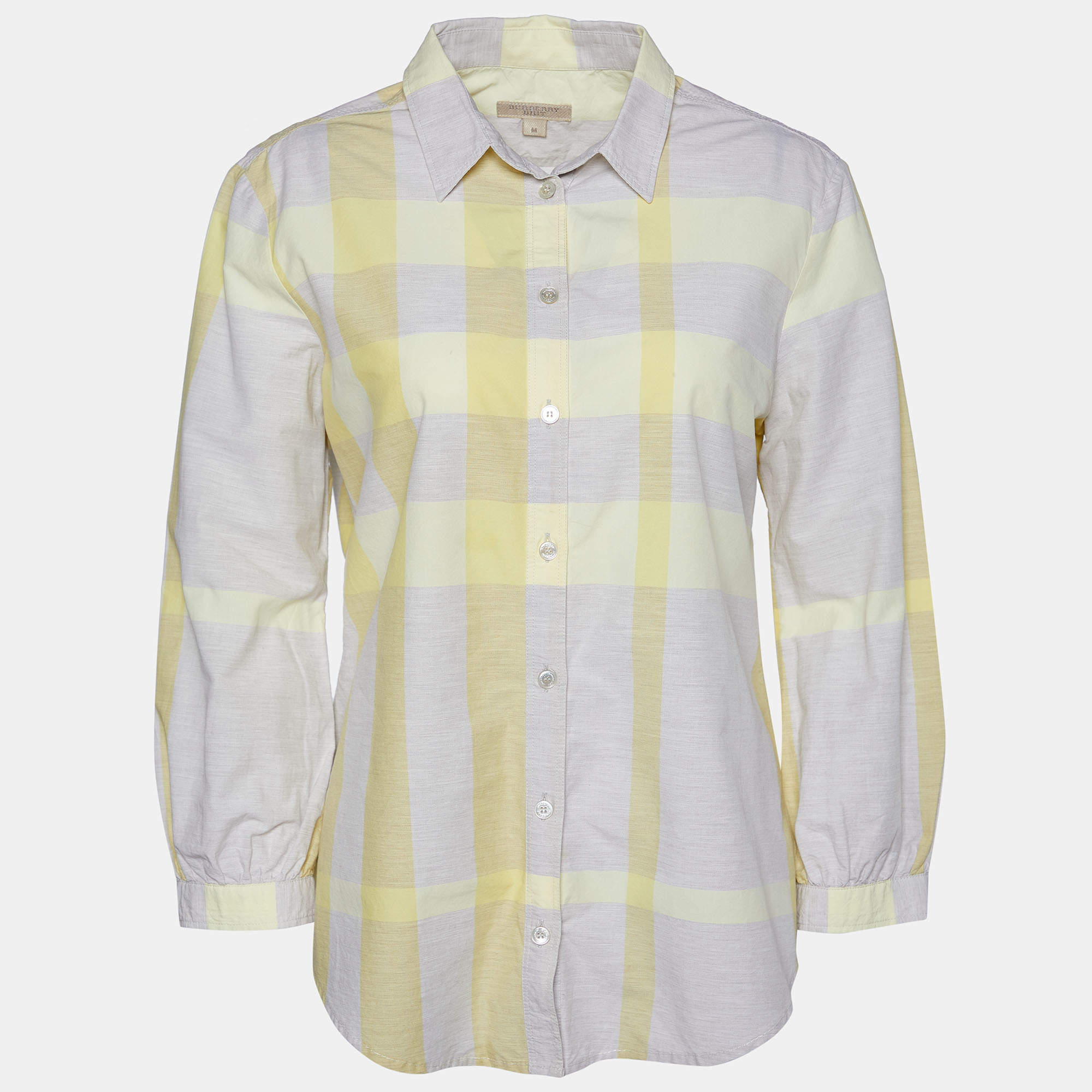 مملوكة مسبقًا Burberry Brit Yellow Checkered Cotton Button Front Shirt M
