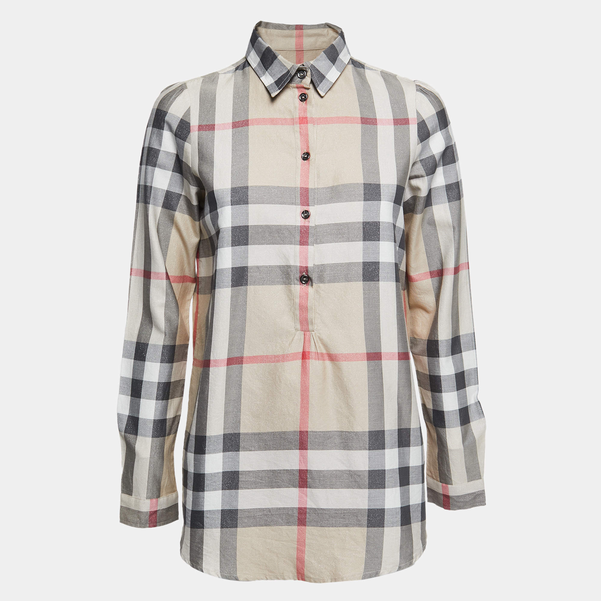 Burberry Brit Beige/Metallic Nova Check Print Cotton Shirt S