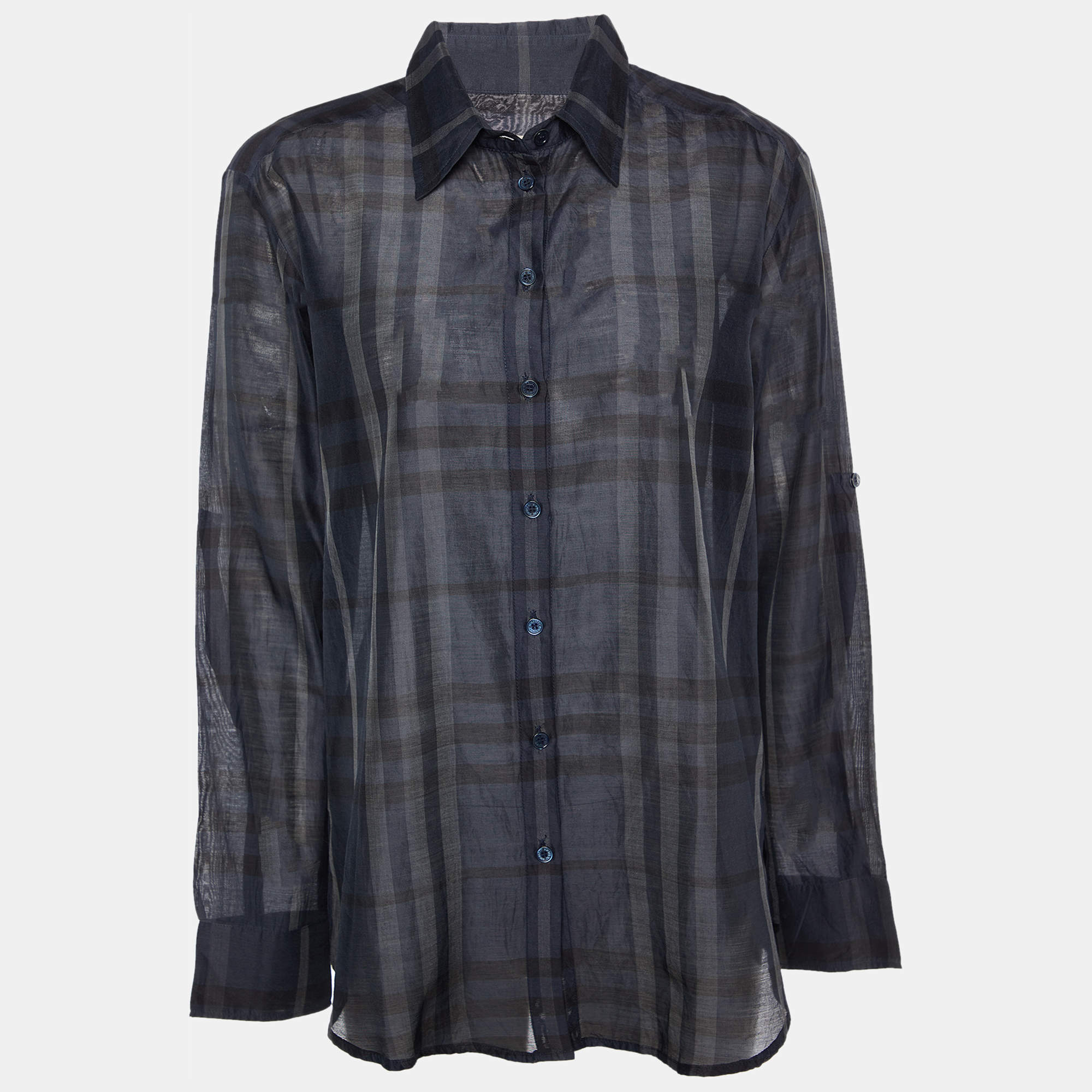 Pre Owned Burberry Brit Black Checkered Cotton Shirt L