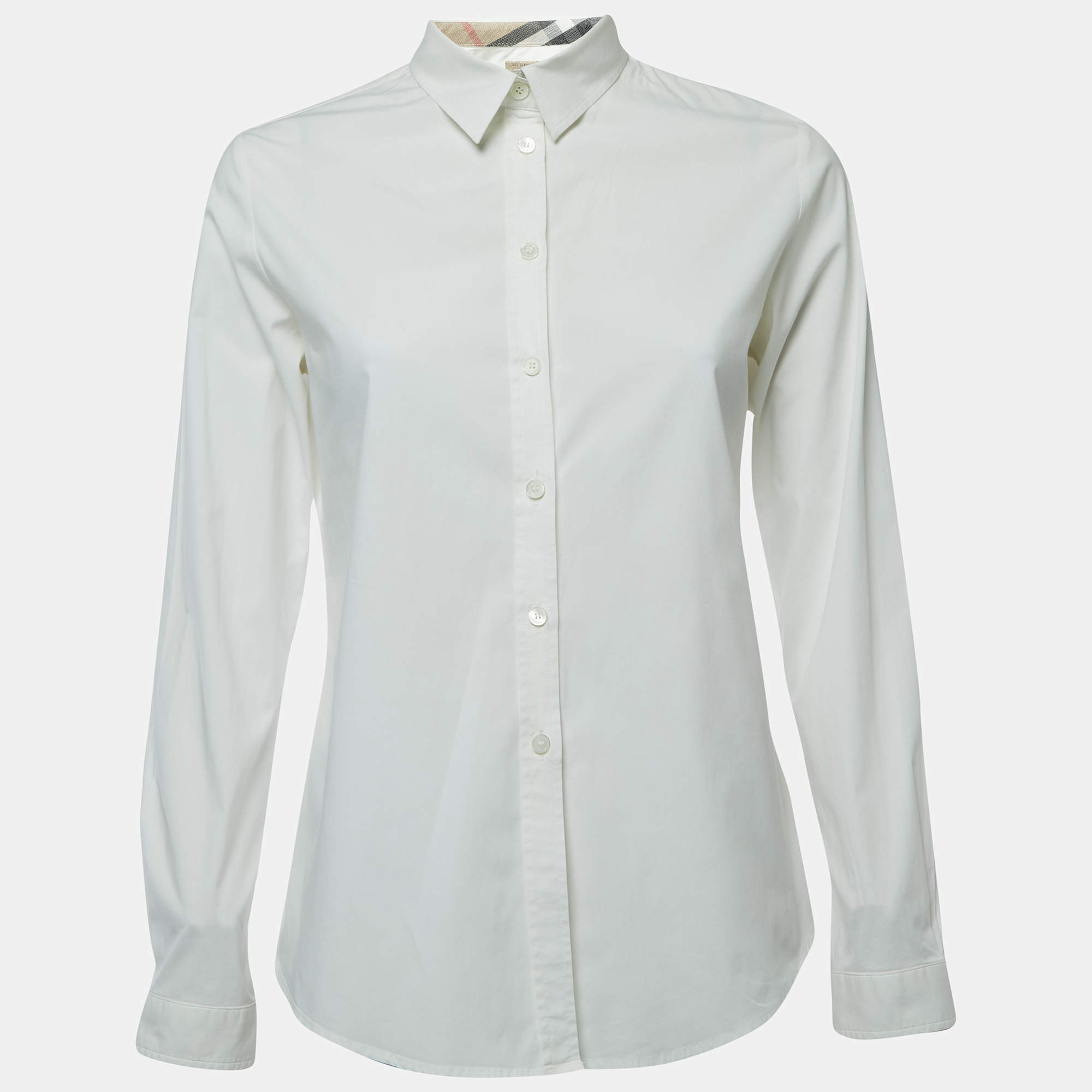 Pre Owned Burberry Brit White Cotton Button Front Long Sleeve Shirt M