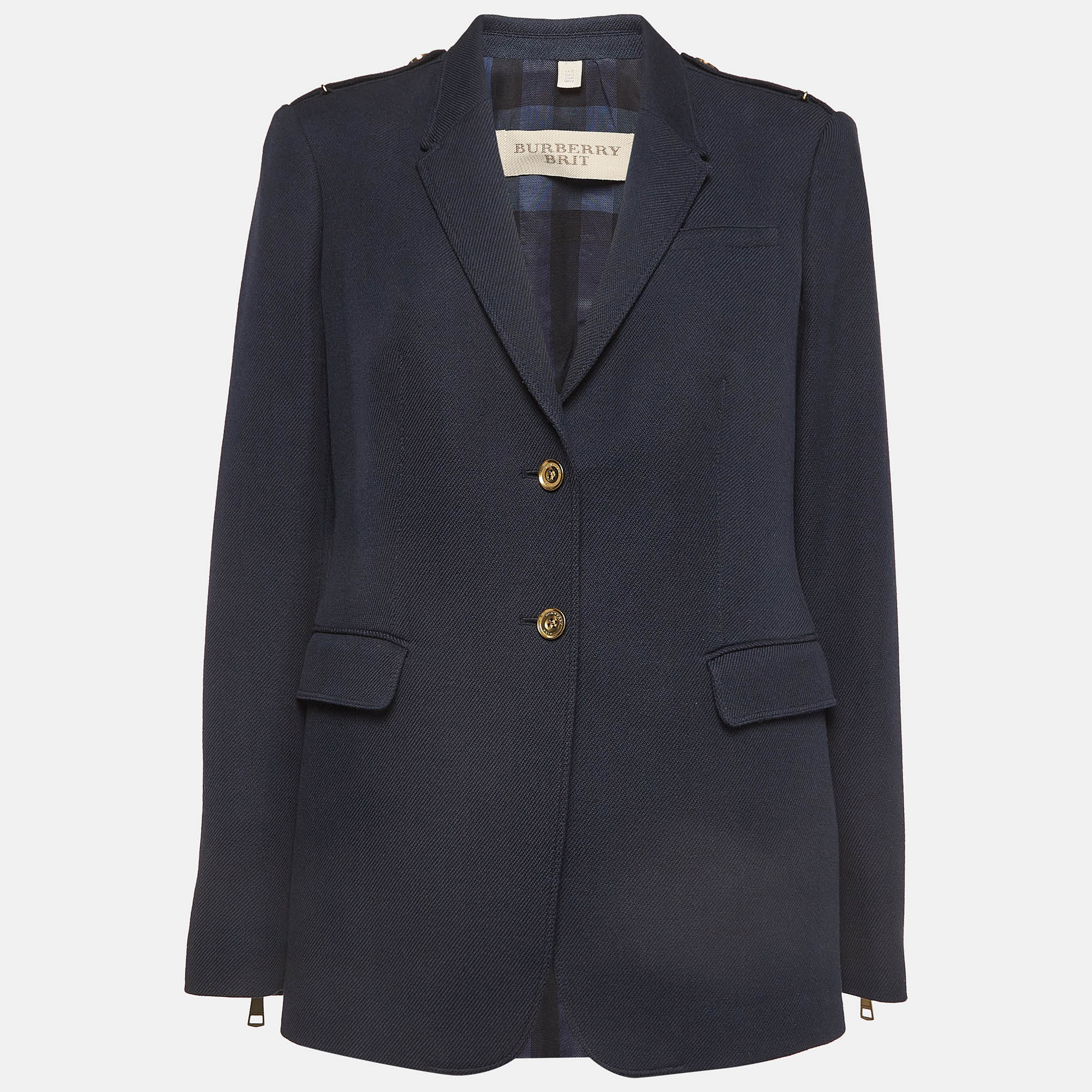 Burberry Brit Navy Blue Cotton Single Breasted Blazer M