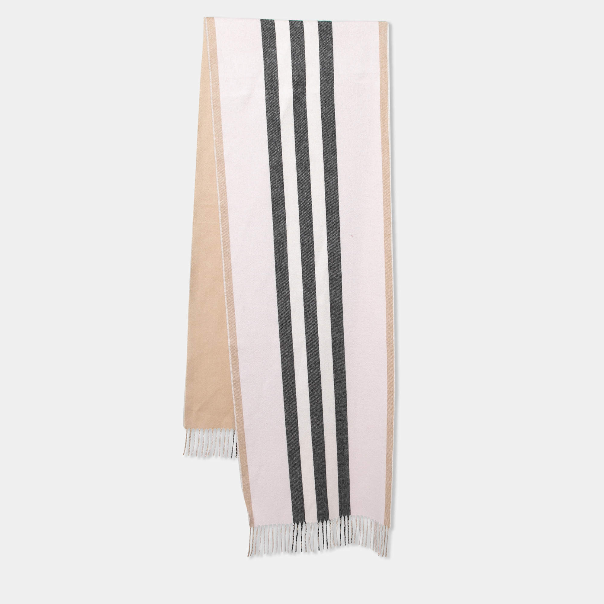 Burberry London Beige Reversible Icon Stripe Cashmere Stole Burberry London  | TLC