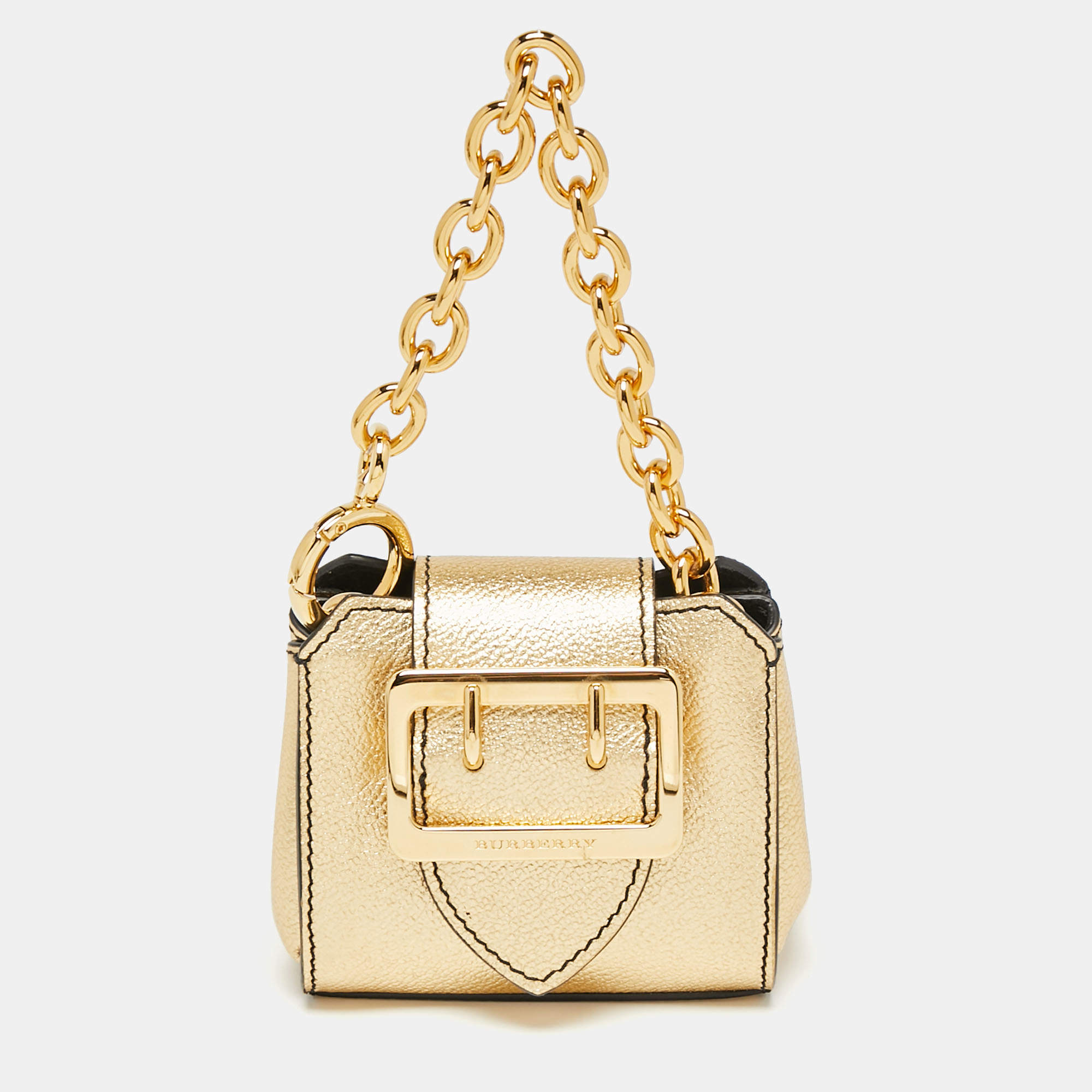 Burberry Gold Leather Micro Buckle Charm Bag Burberry The Luxury Closet