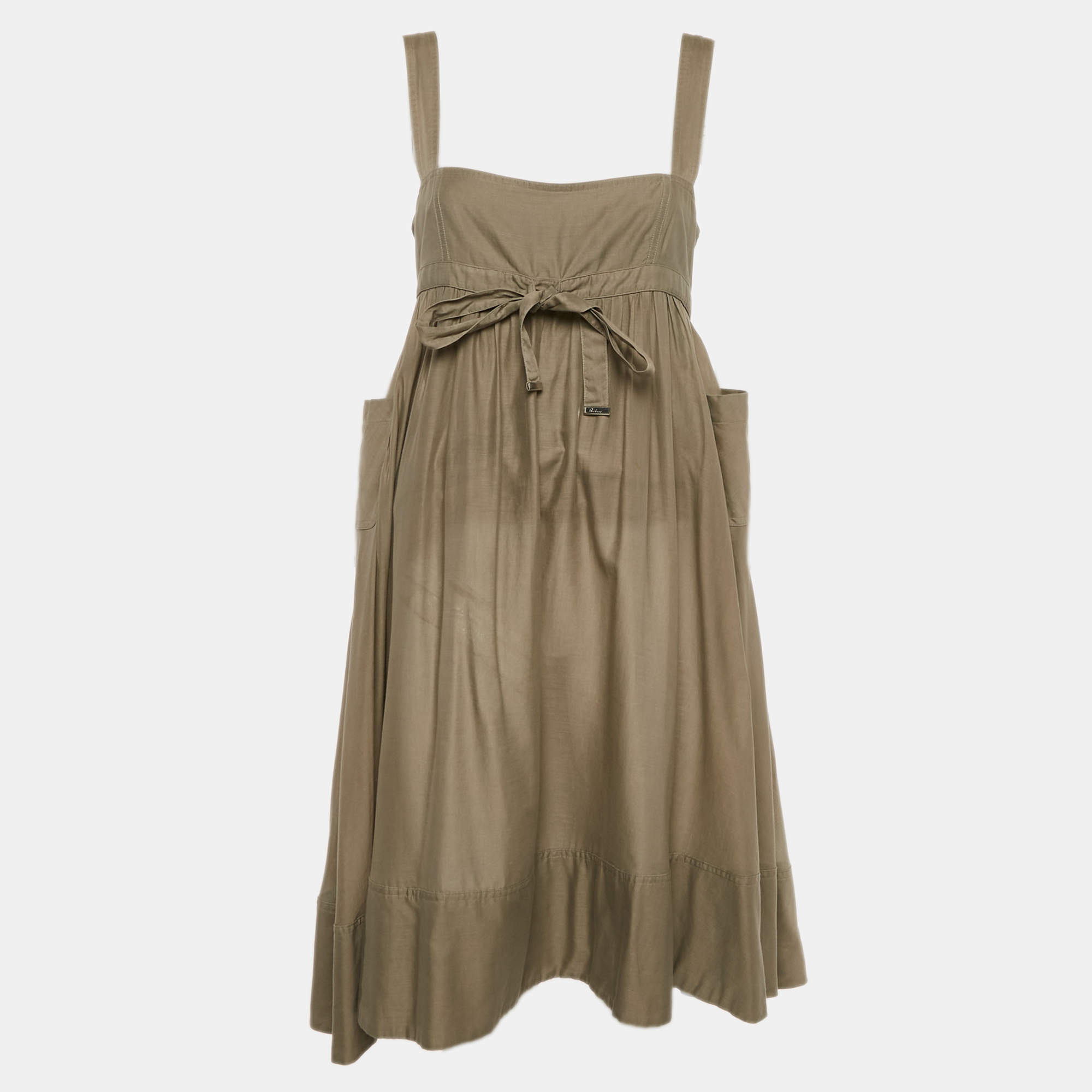 Burberry London Grey Cotton Sleeveless Flared Short Dress M