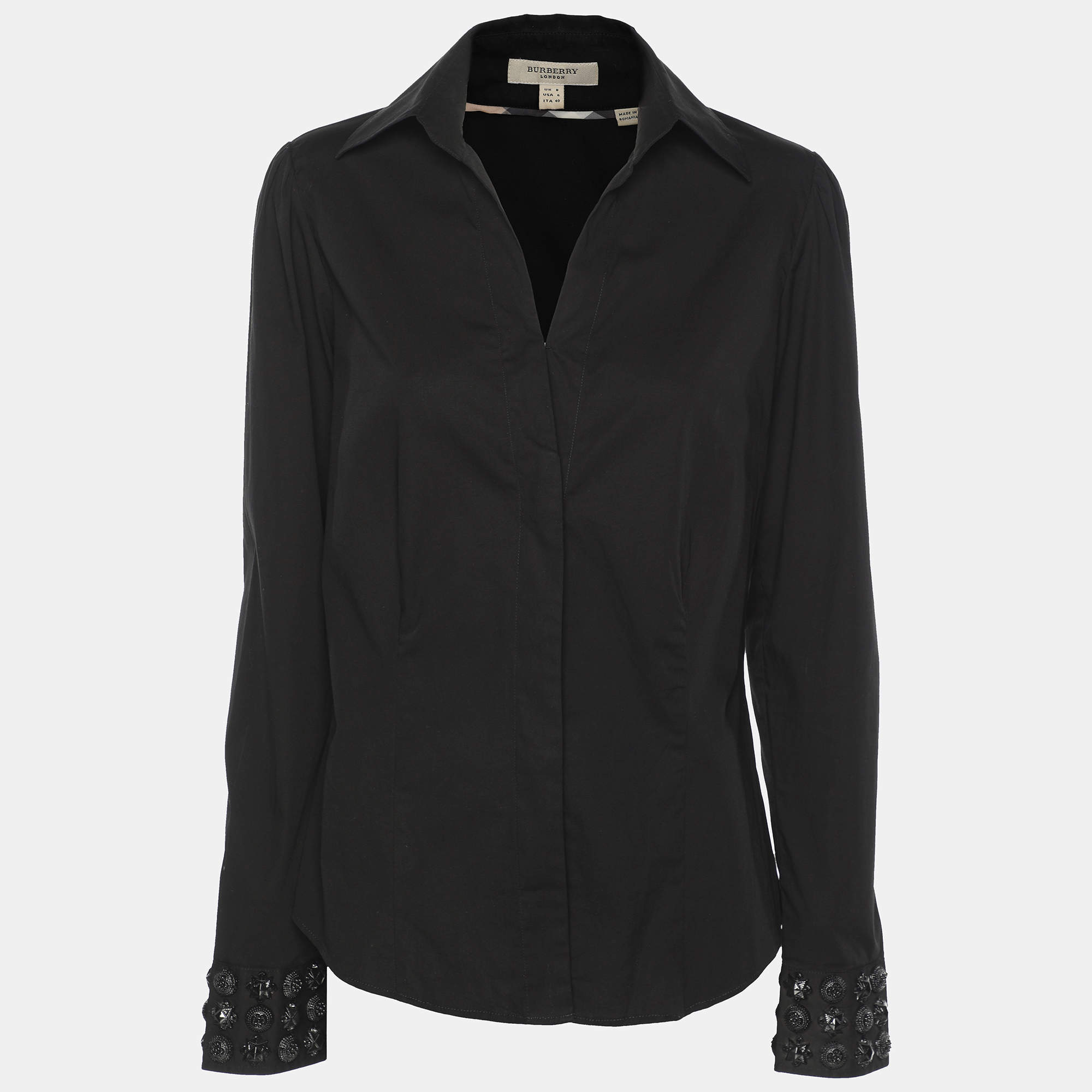 Burberry London Black Cotton Long Sleeve Shirt S
