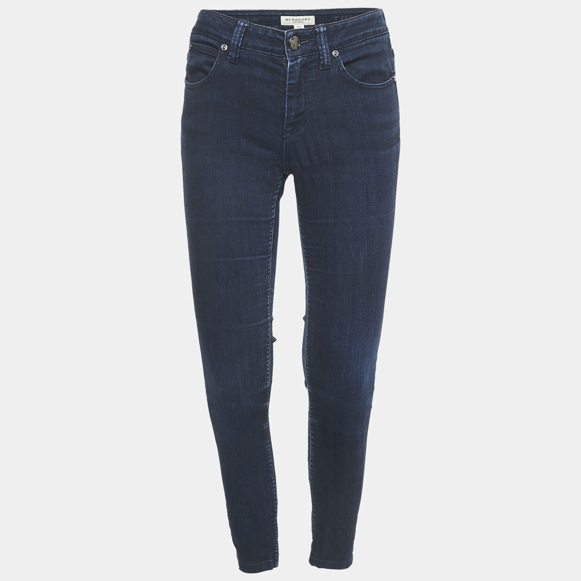 Burberry London Black Jersey Trim Denim Smirdan Jeans M